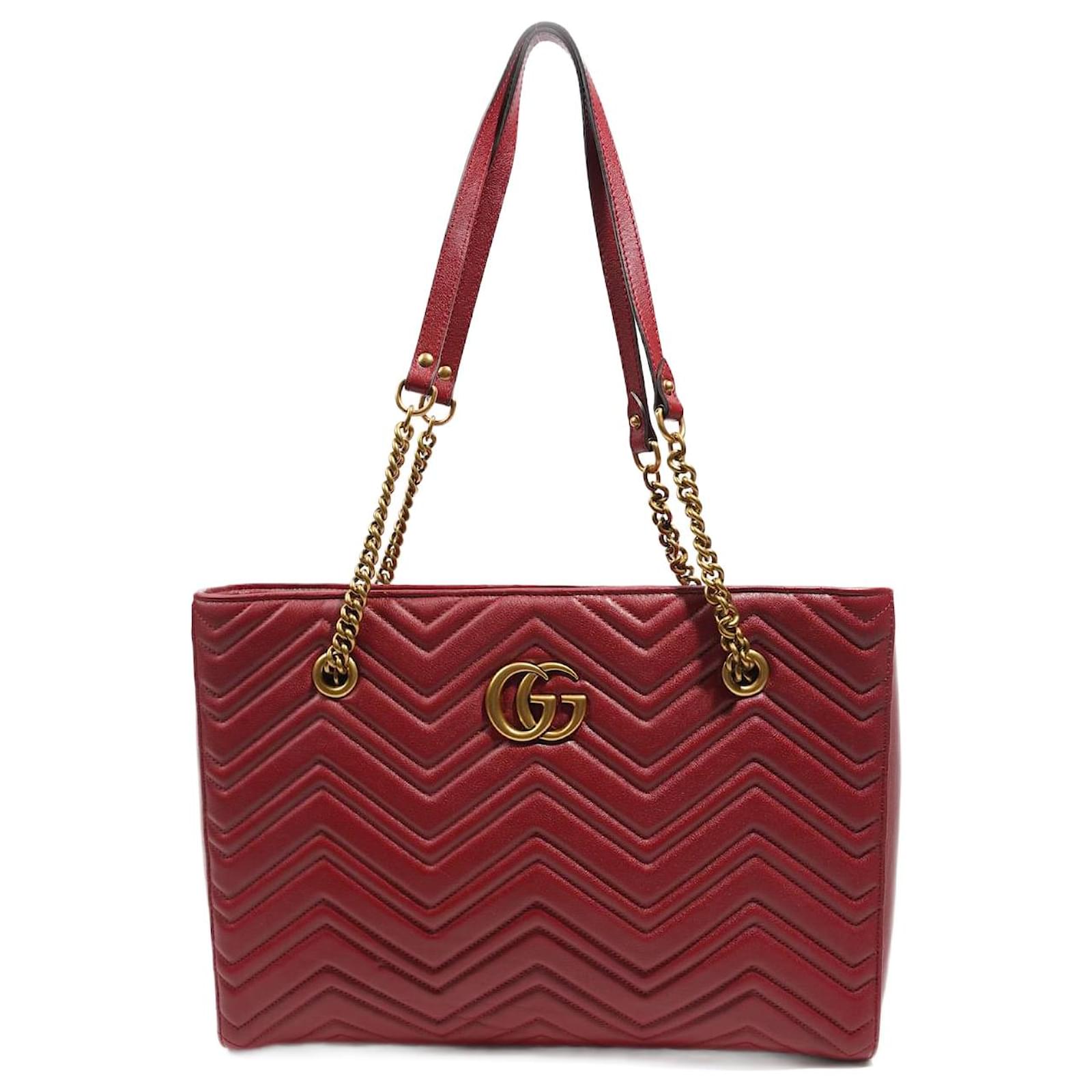 Gucci Womens Marmont Tote Red Medium Golden Leather ref.1005878 - Joli  Closet