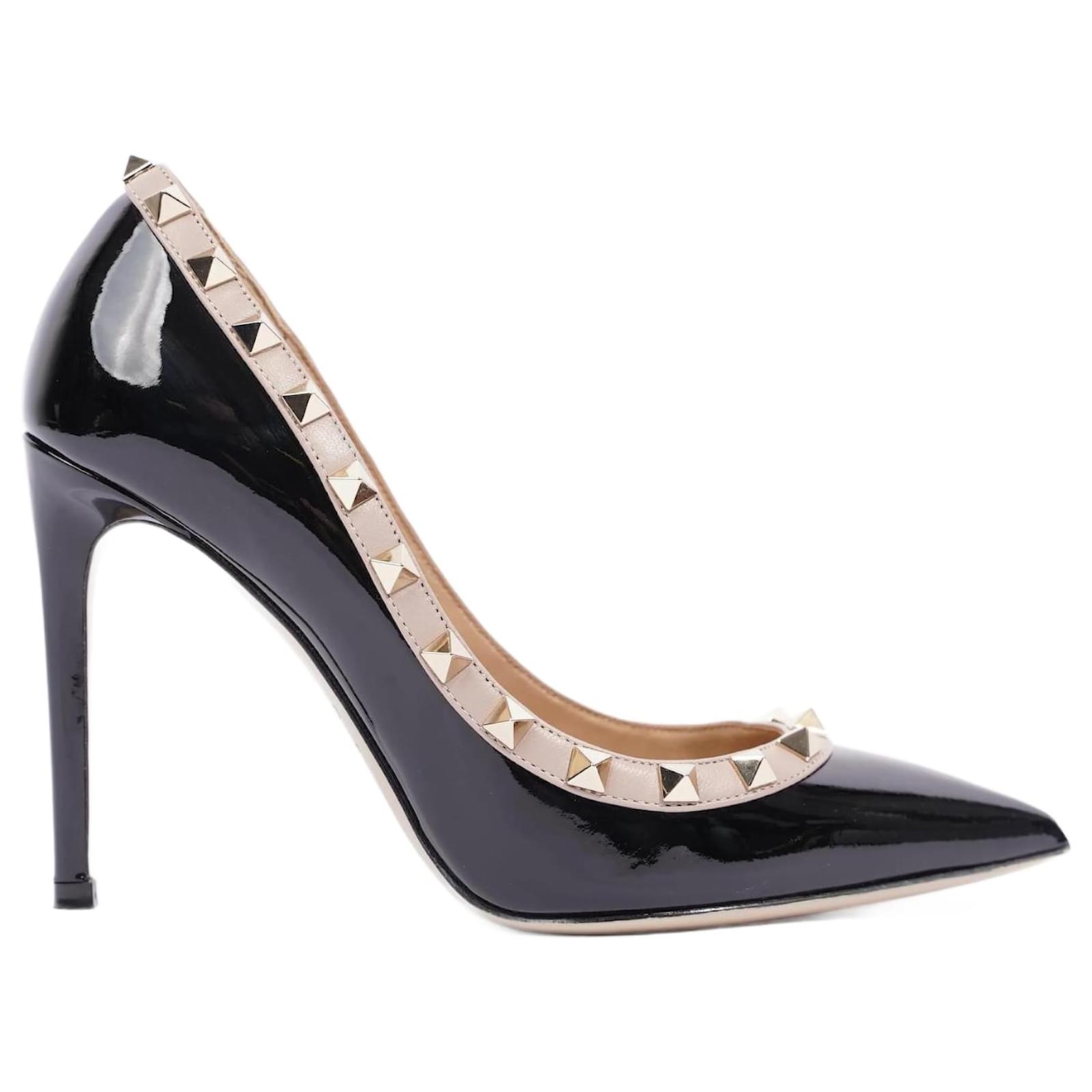 Valentino Escarpin Rockstud Verni Noir Femme / Nu UE 35 / UK 2 Cuir  ref.1005949 - Joli Closet