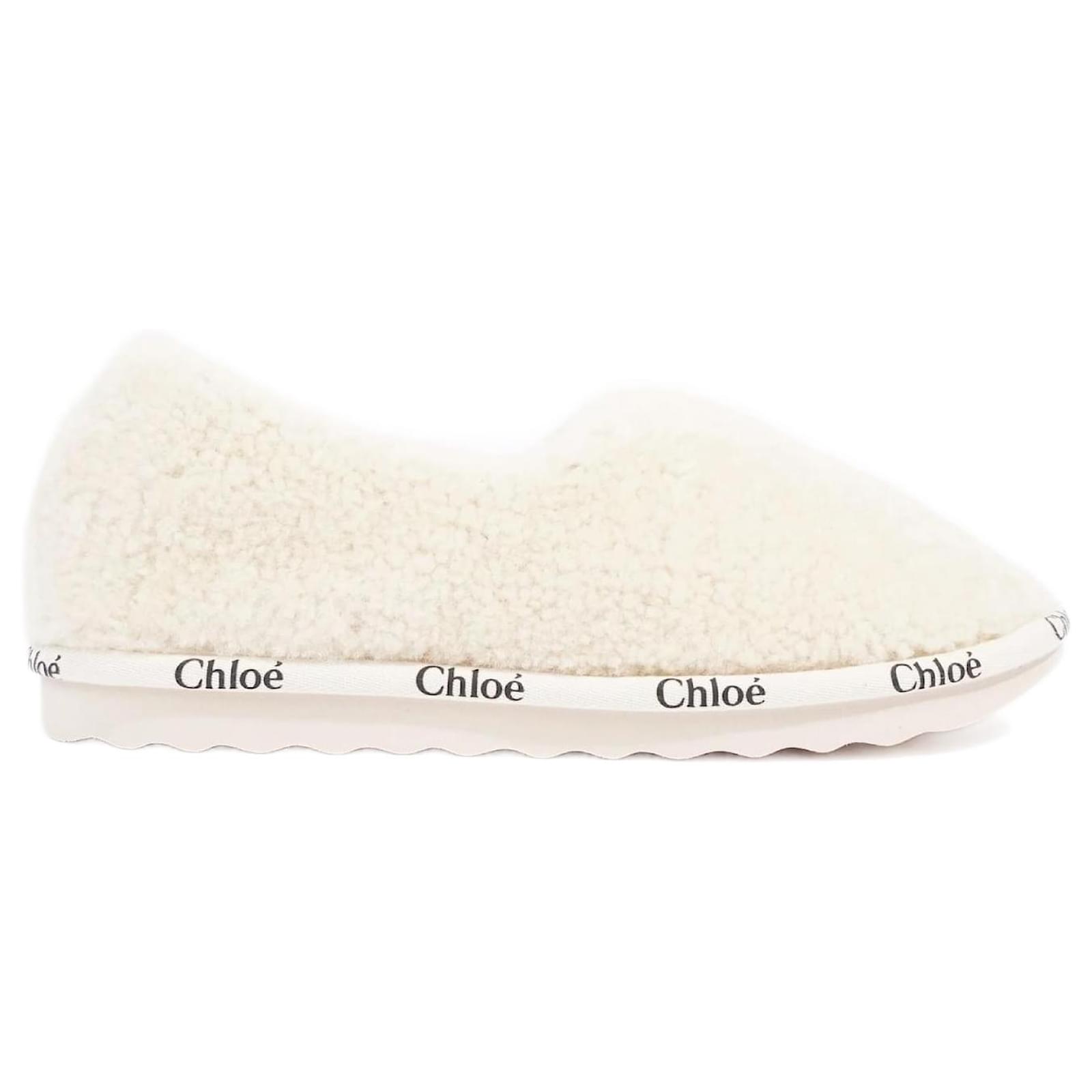 Designer Womens Woody Flat Beige Slippers 2023 Collection In White