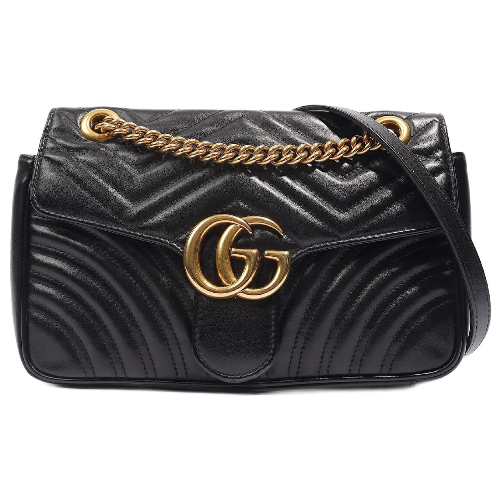 Gucci GG Marmont Small Black Leather Women's Shoulder Bag