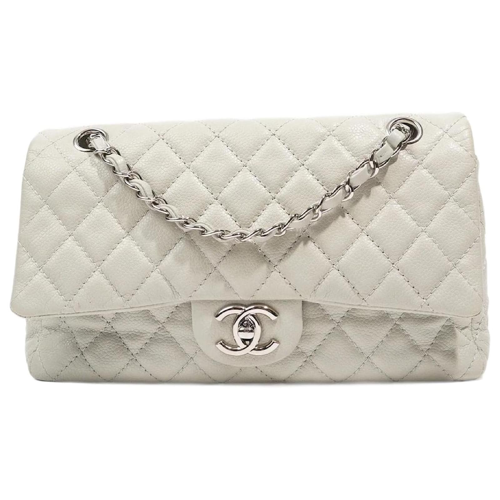 Chanel White Quilted Lambskin Leather Jumbo Classic Single Flap Bag Silver Hardware, 2008 (Very Good)-09