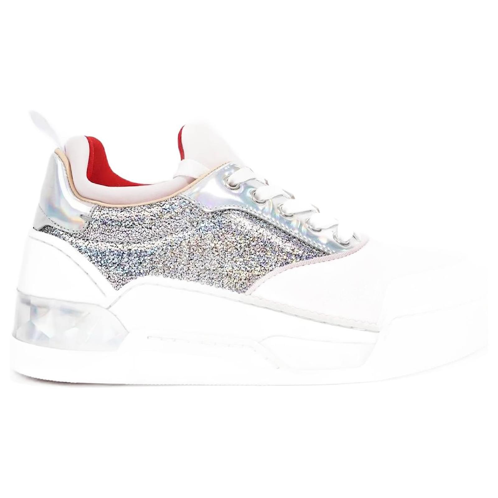 Christian Louboutin Mens Aurelien Leather Low Trainers Red / White