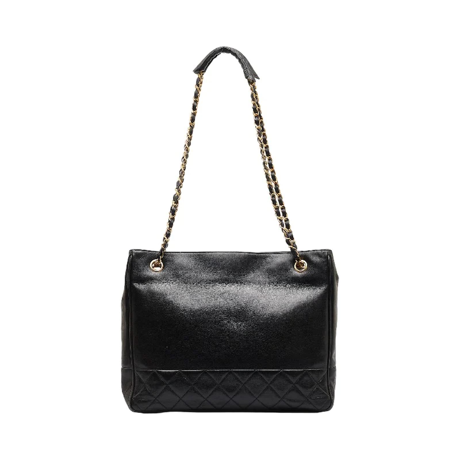 Chanel Leather Chain Shoulder Bag Black Lambskin ref.1006765