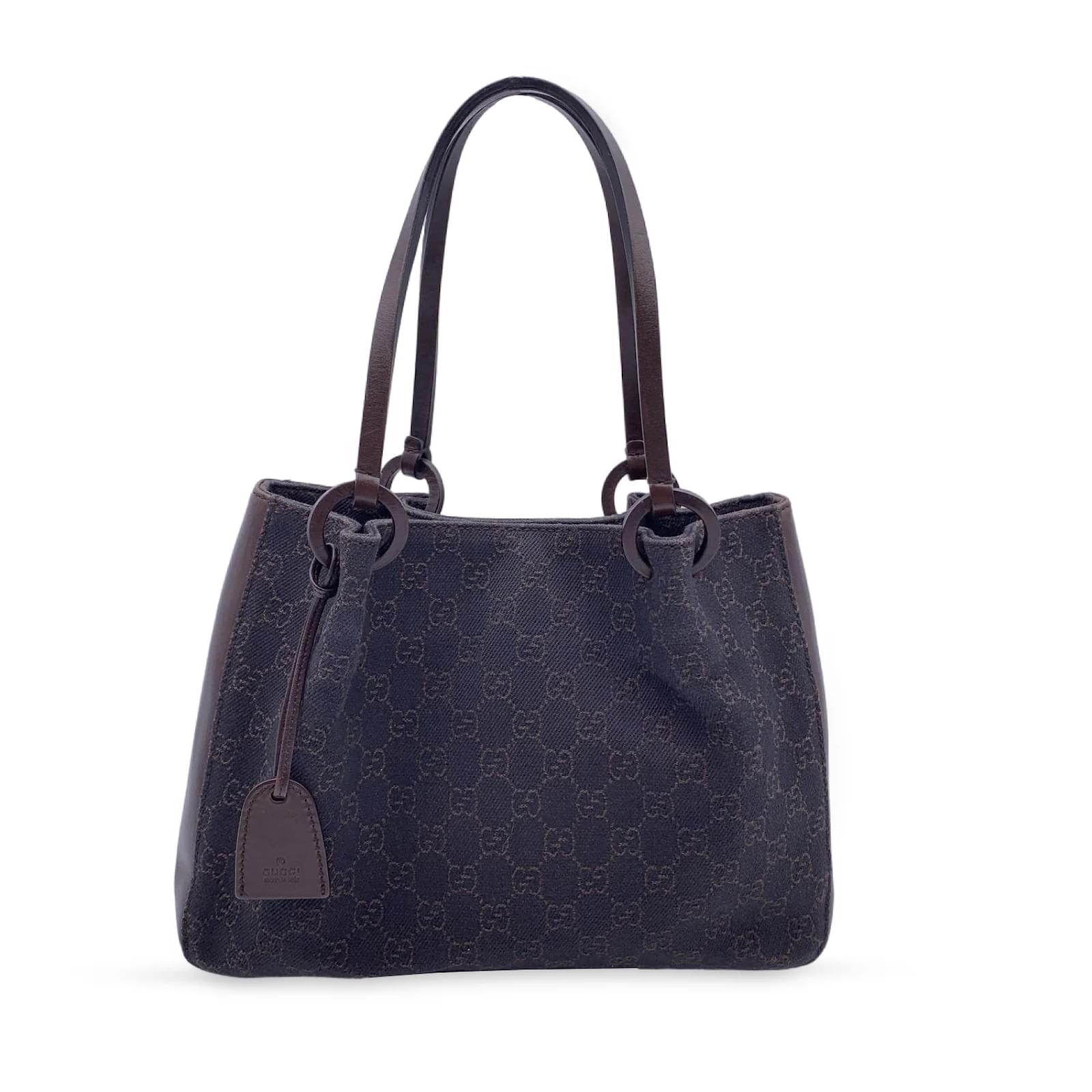 GUCCI TOTE DENIM MONOGRAM BROWN - bagnifiquethailand