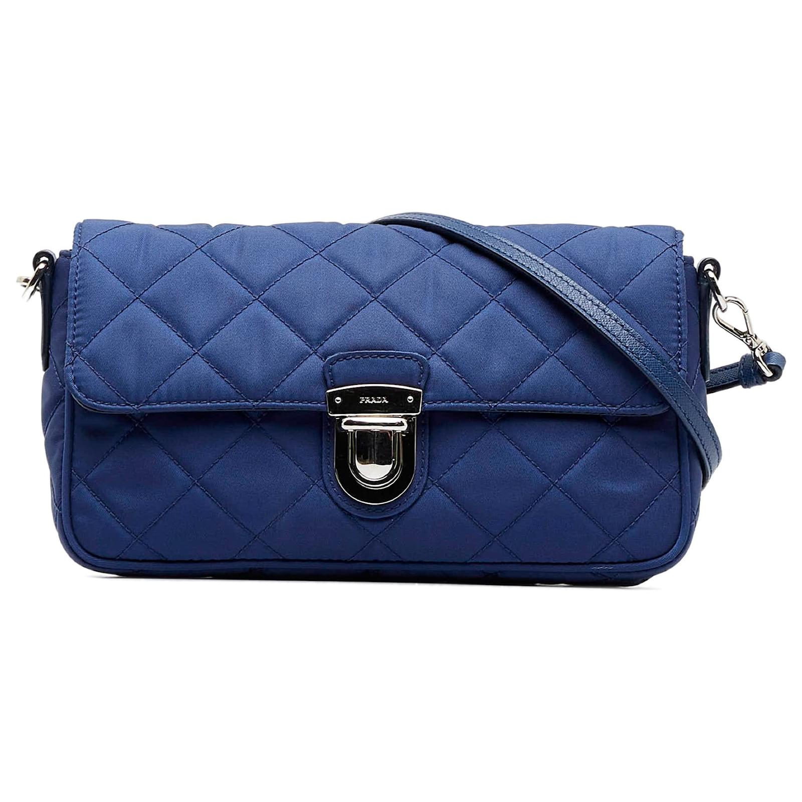 Prada Pre-Owned Blue Tessuto Nylon Crossbody Bag