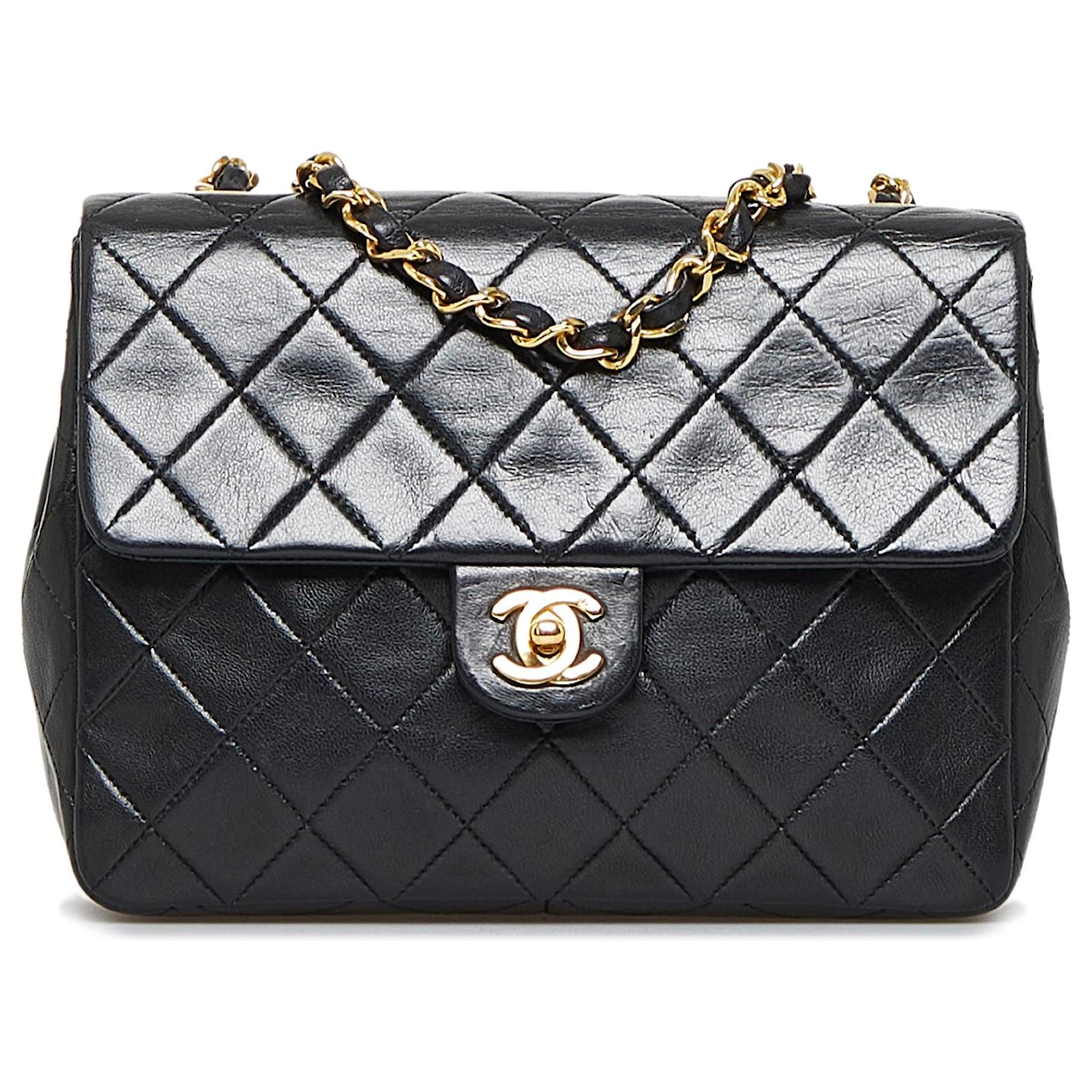 Chanel Black CC Matelasse Lambskin Flap Bag Leather ref.1006997