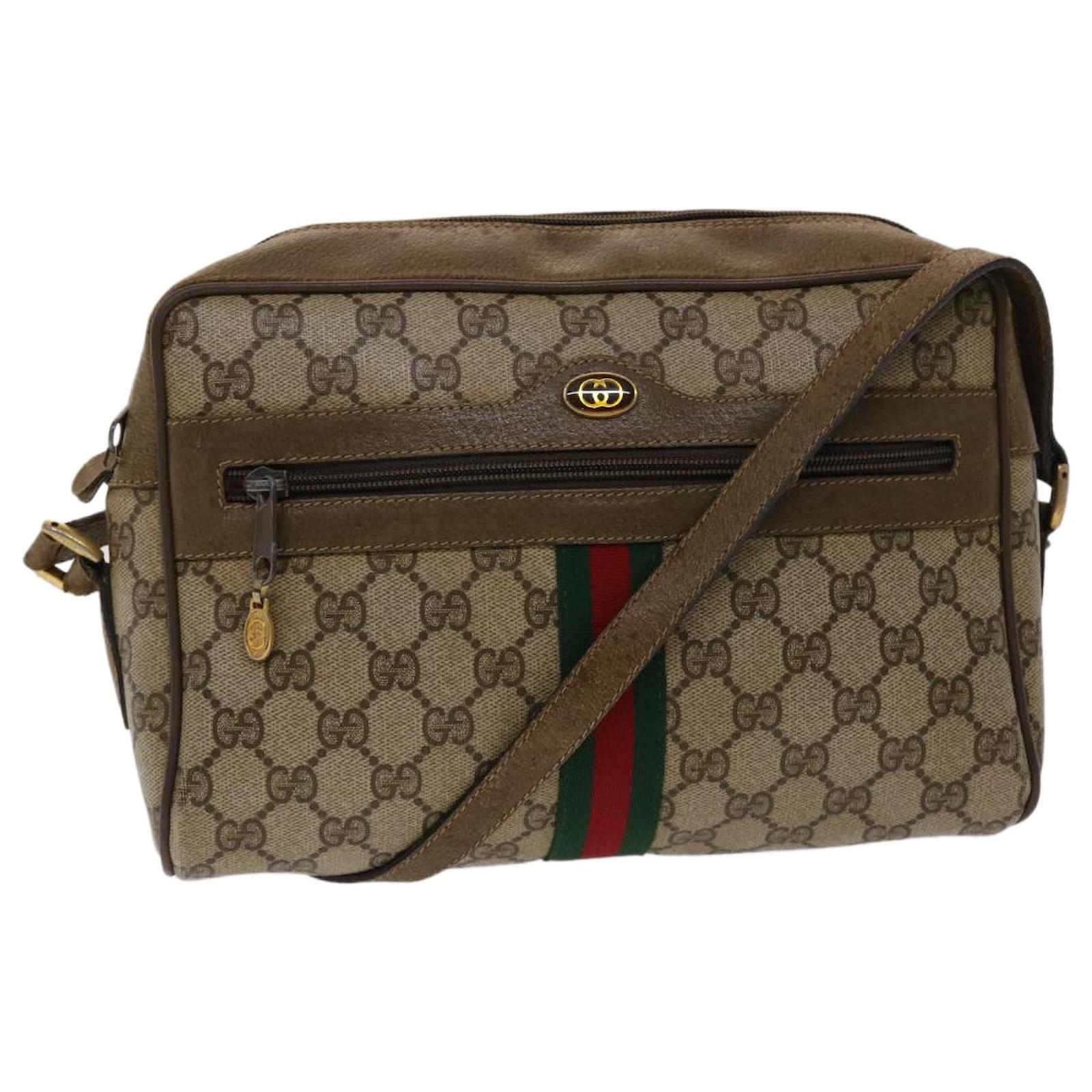 GUCCI Gucci Shelly Line GG Supreme Shoulder Bag PVC Leather Brown