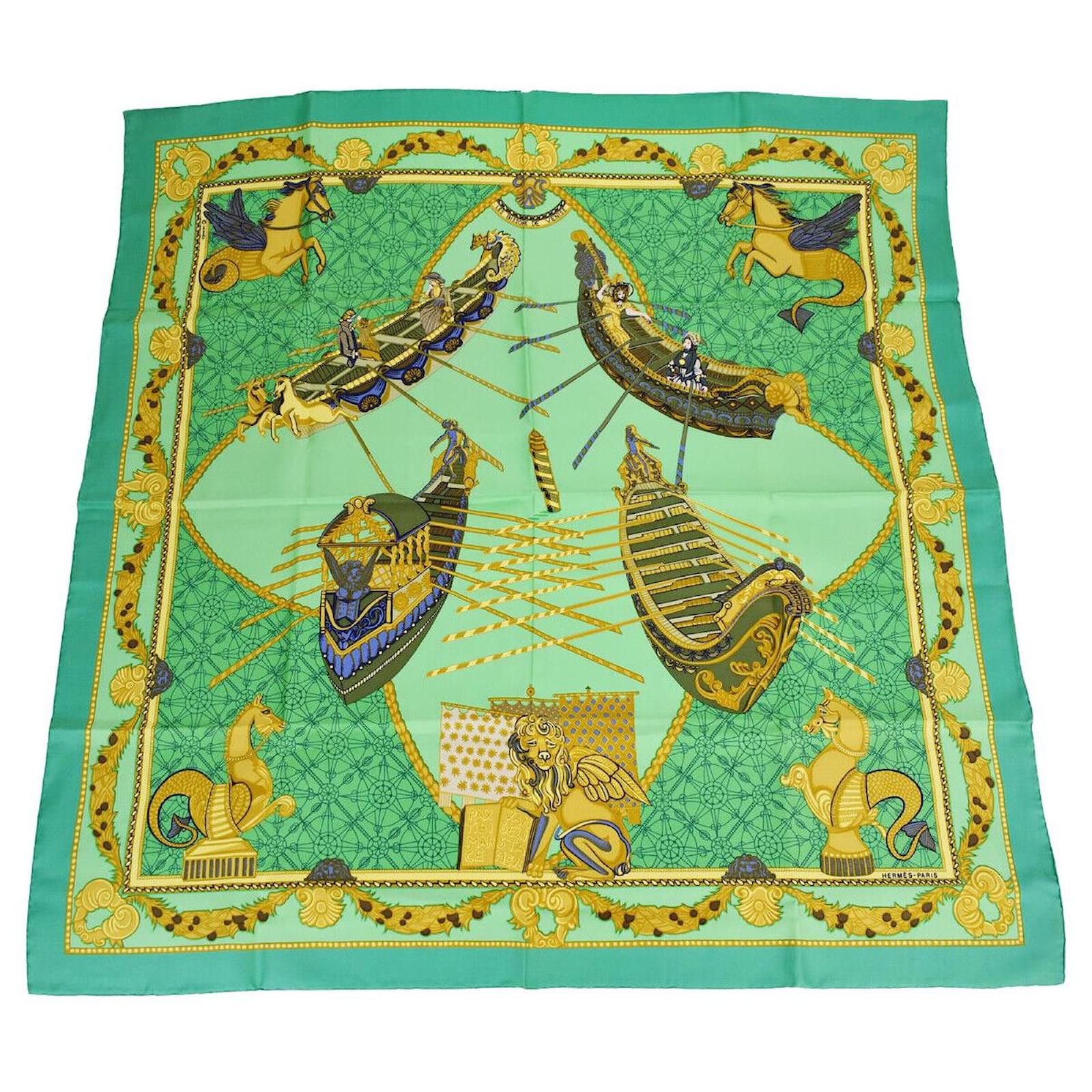 HERMES Carre 90 MONT SAINCT MICHEL silk scarf Beige cream main image 0