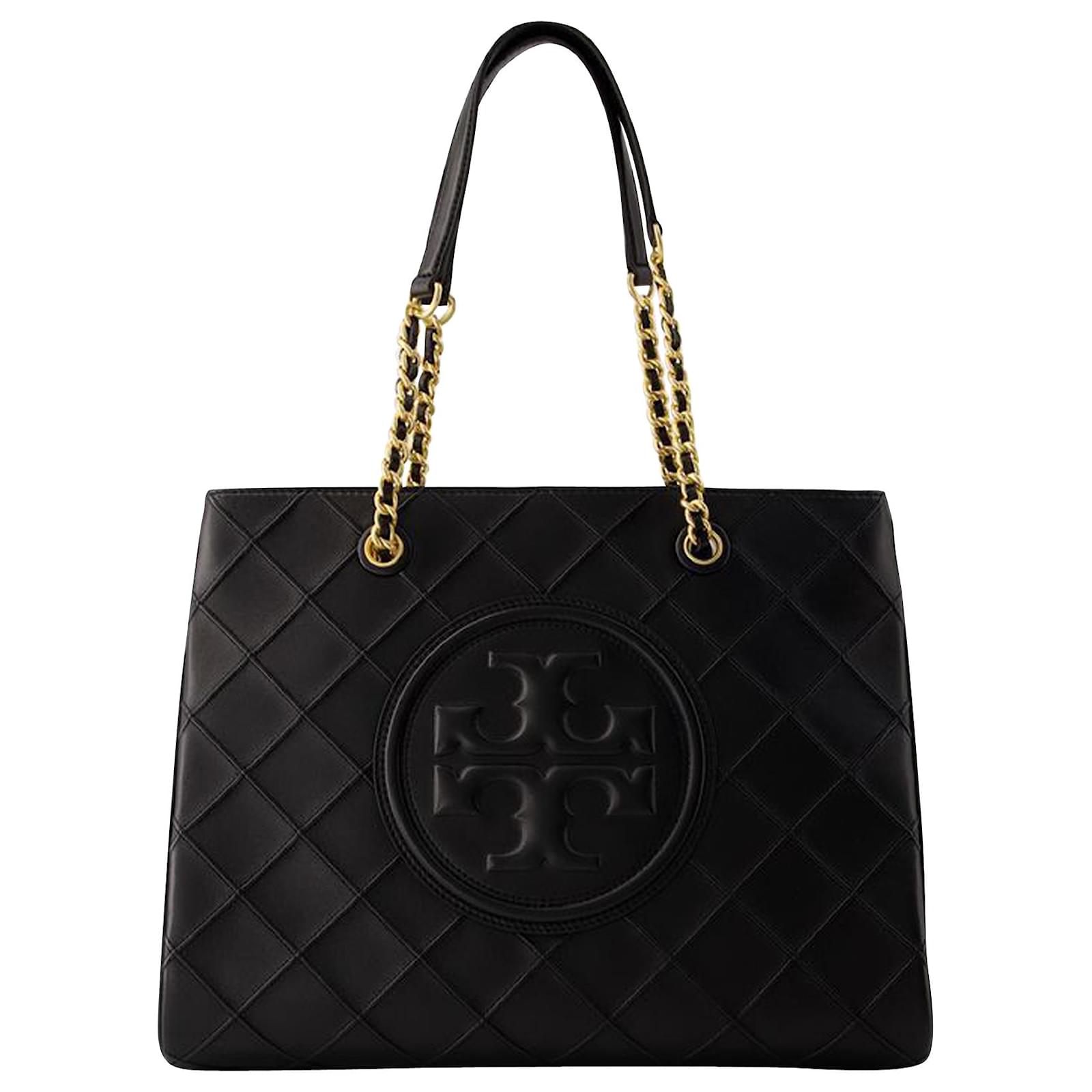 Fleming Soft Barrel Bag - Tory Burch - Leather - Black