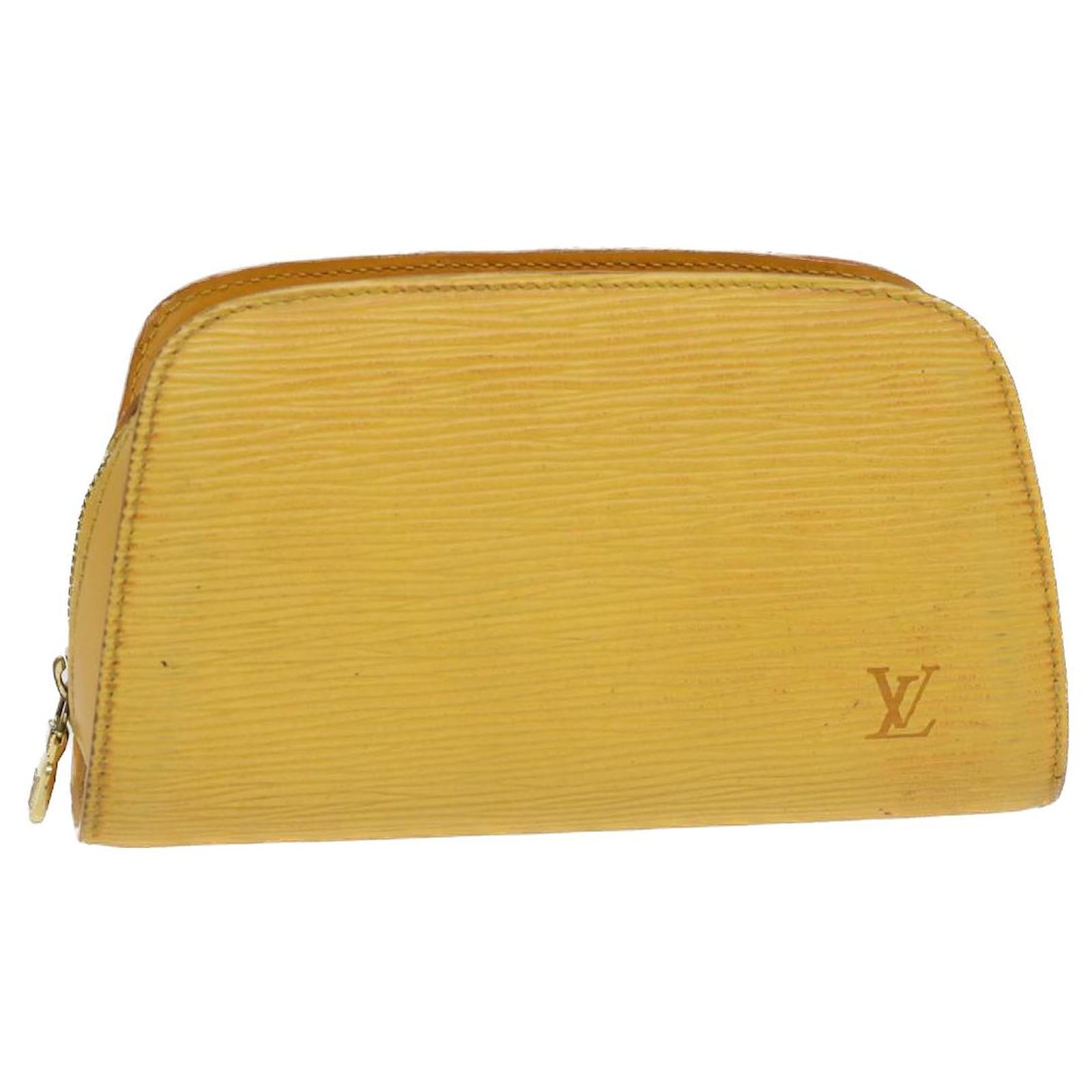 LOUIS VUITTON Epi Dauphine PM Cosmetic Pouch Yellow M48449 LV Auth