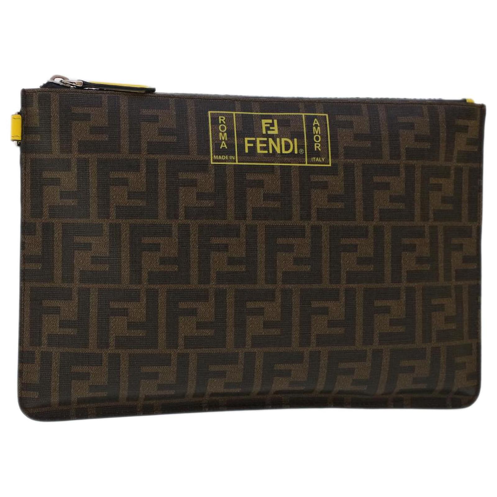 Pouches  Fendi Mens Pouch Yellow Canvas Pouch > All Philippines