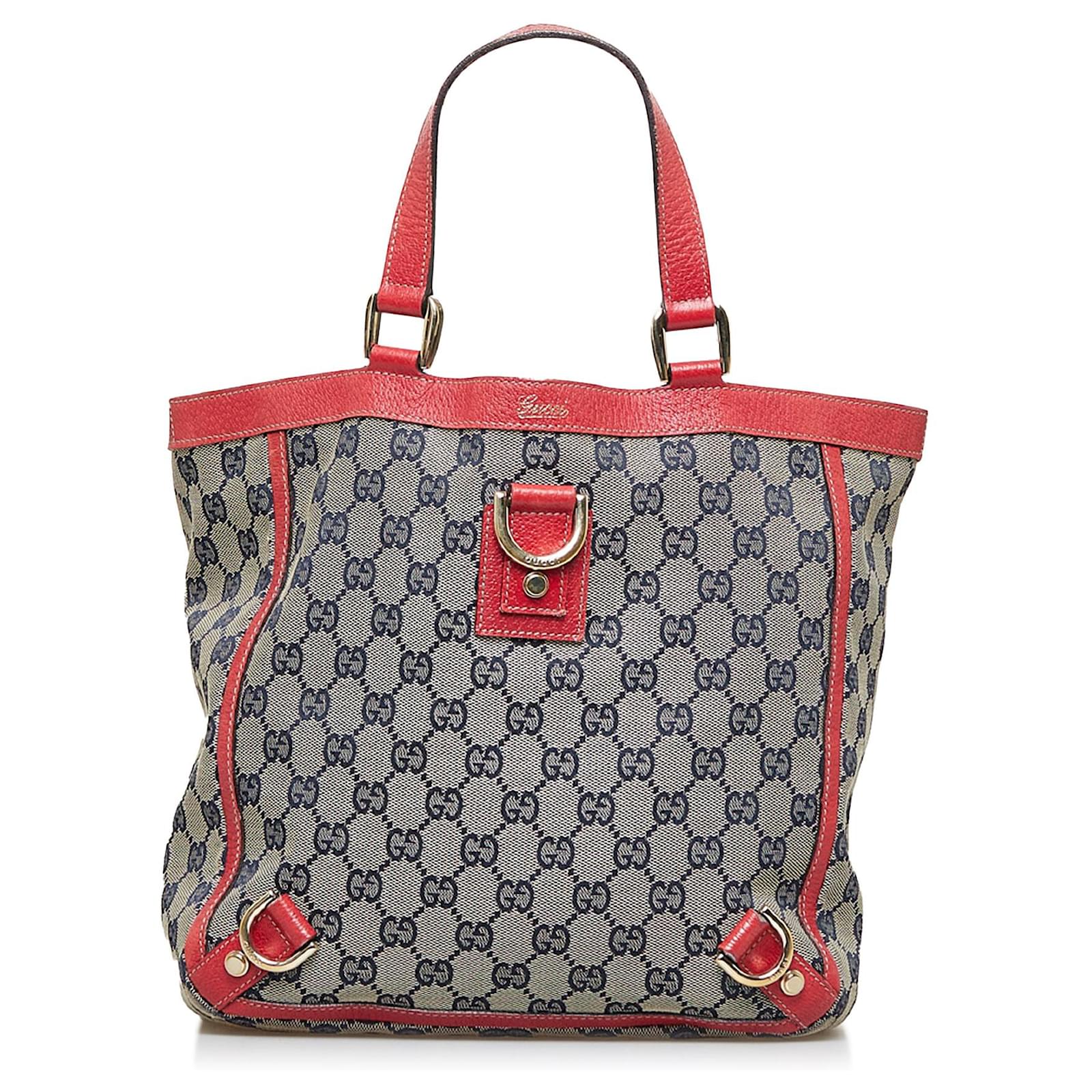 Gucci Guccissima Red and Beige Canvas with Leather Trim