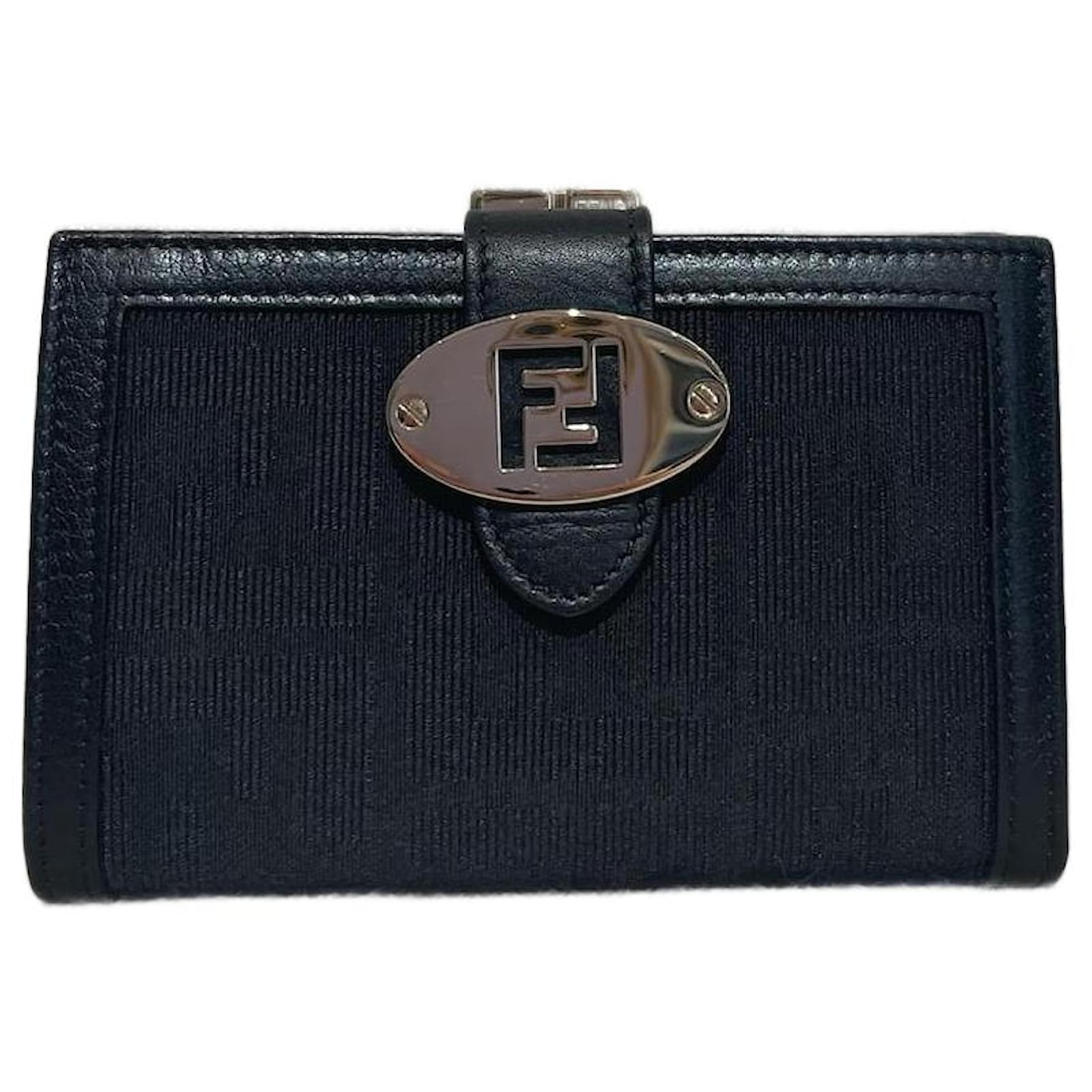 FENDI Monster Studs Leather Bugs Continental Wallet Grey