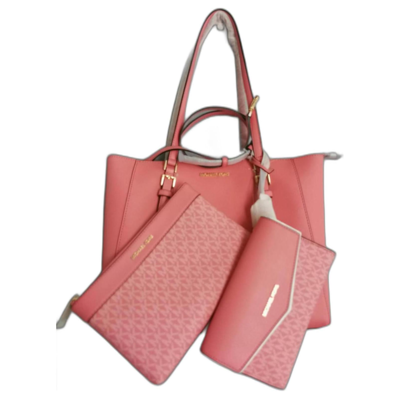 MK 3 in 1 Leather Tote Bag Set