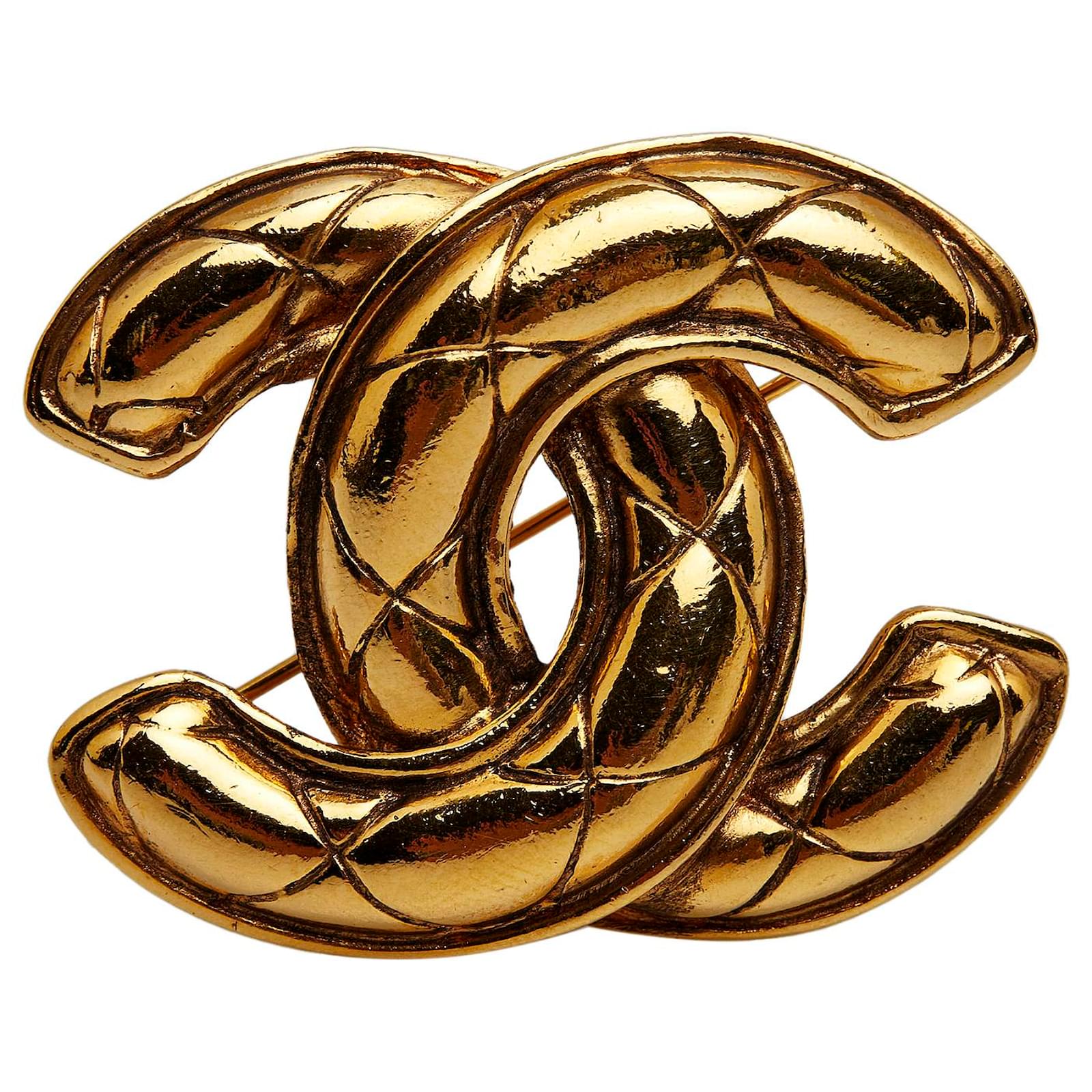 Chanel Gold CC Quilted Brooch