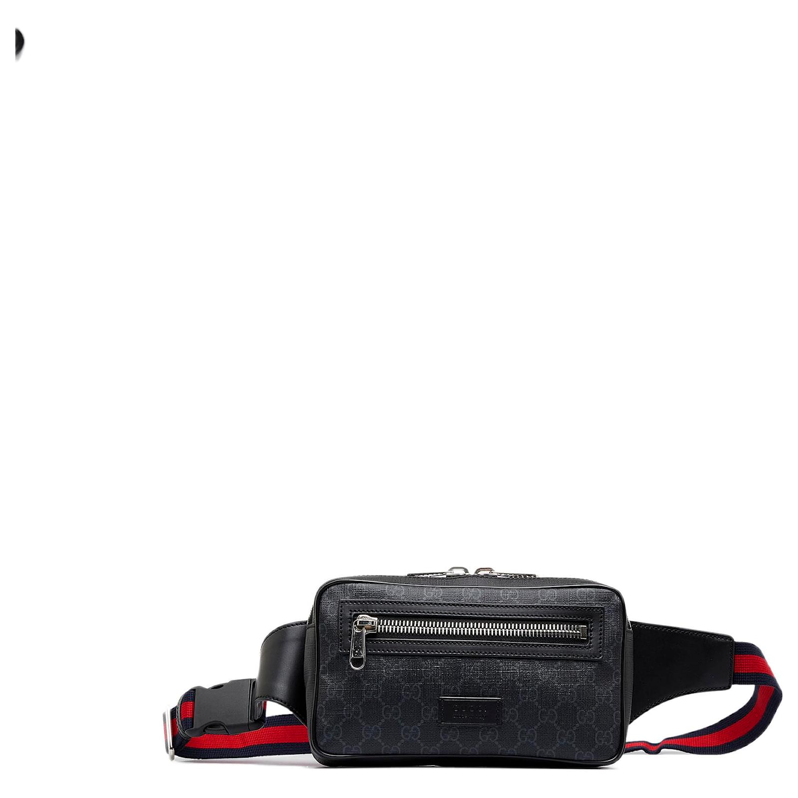 GUCCI GG Supreme belt Waist Body shoulder bag Black 474293 canvas
