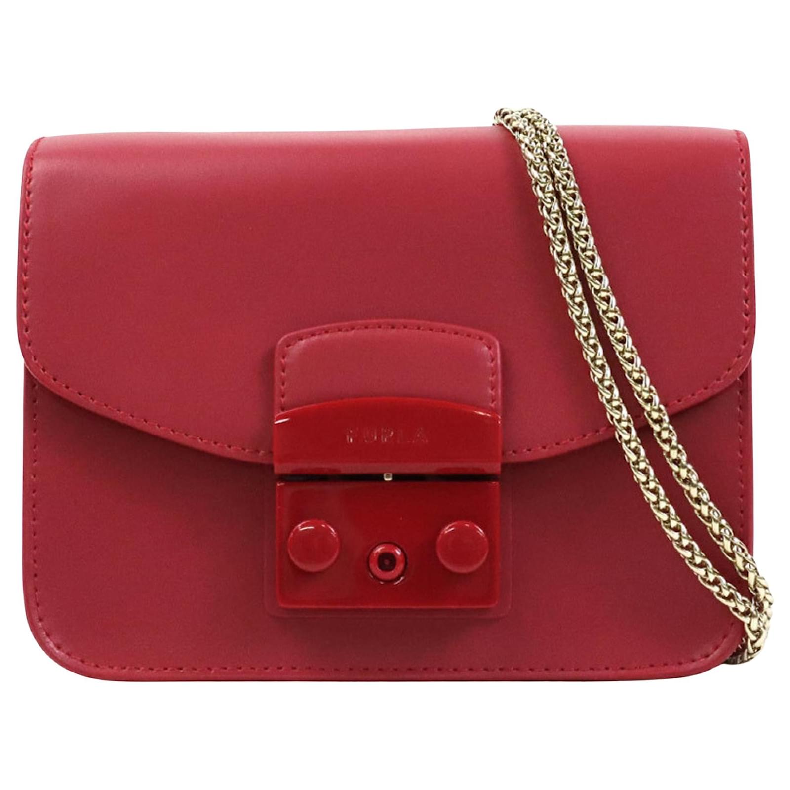 Furla Metropolis Ladies Small Red Kiss Leather Crossbody Bag 1007248 | eBay