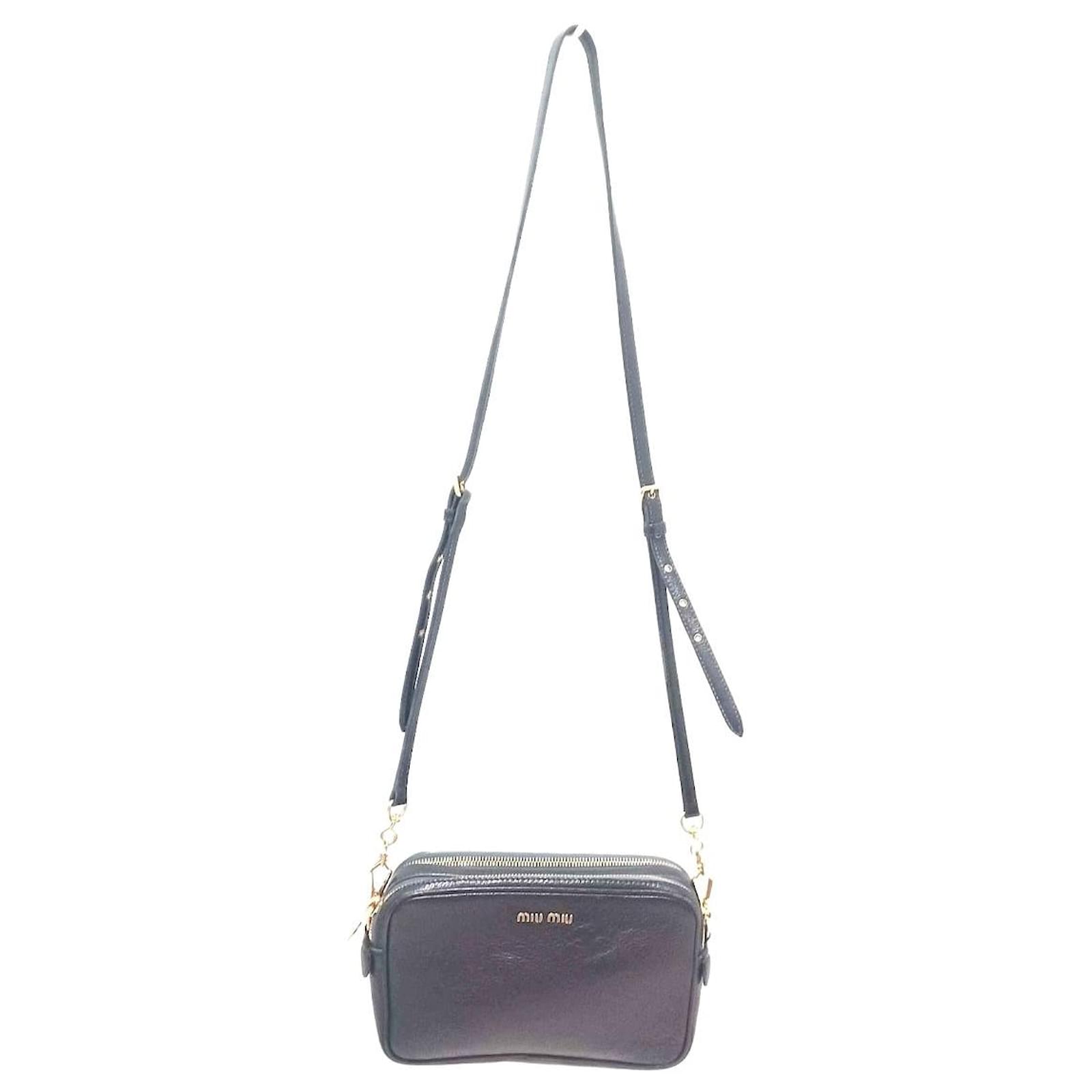 Madras Small Leather Shoulder Bag in White - Miu Miu