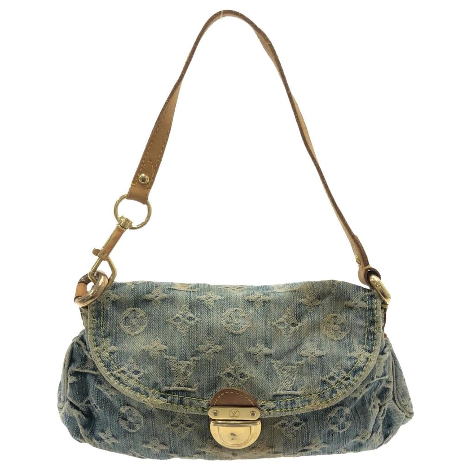 Louis Vuitton Pleaty Shoulder Bag Small Blue Denim