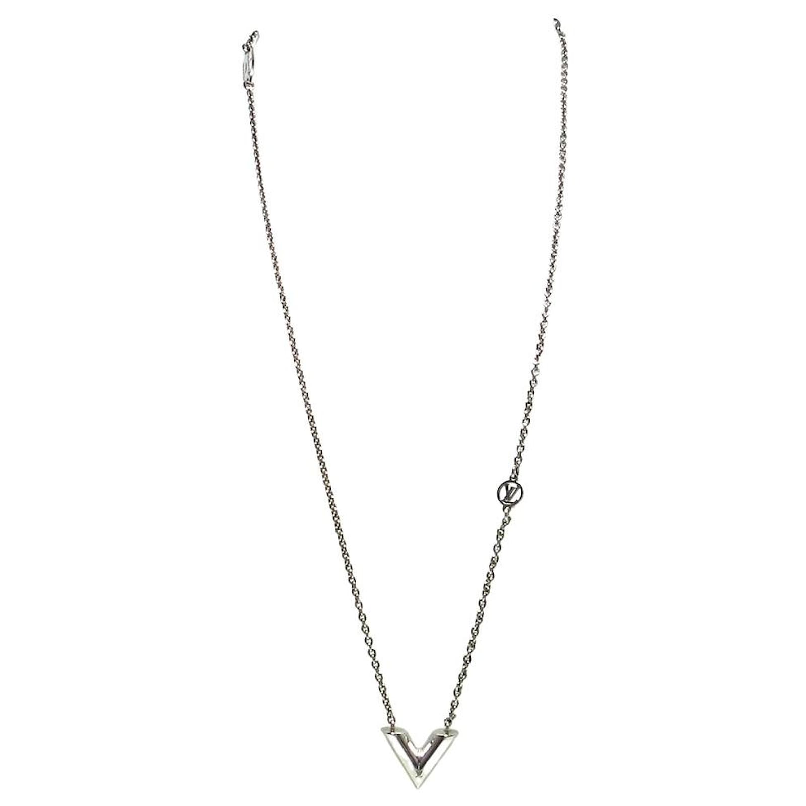 Louis Vuitton Essential V Supple Necklace Silver Metal