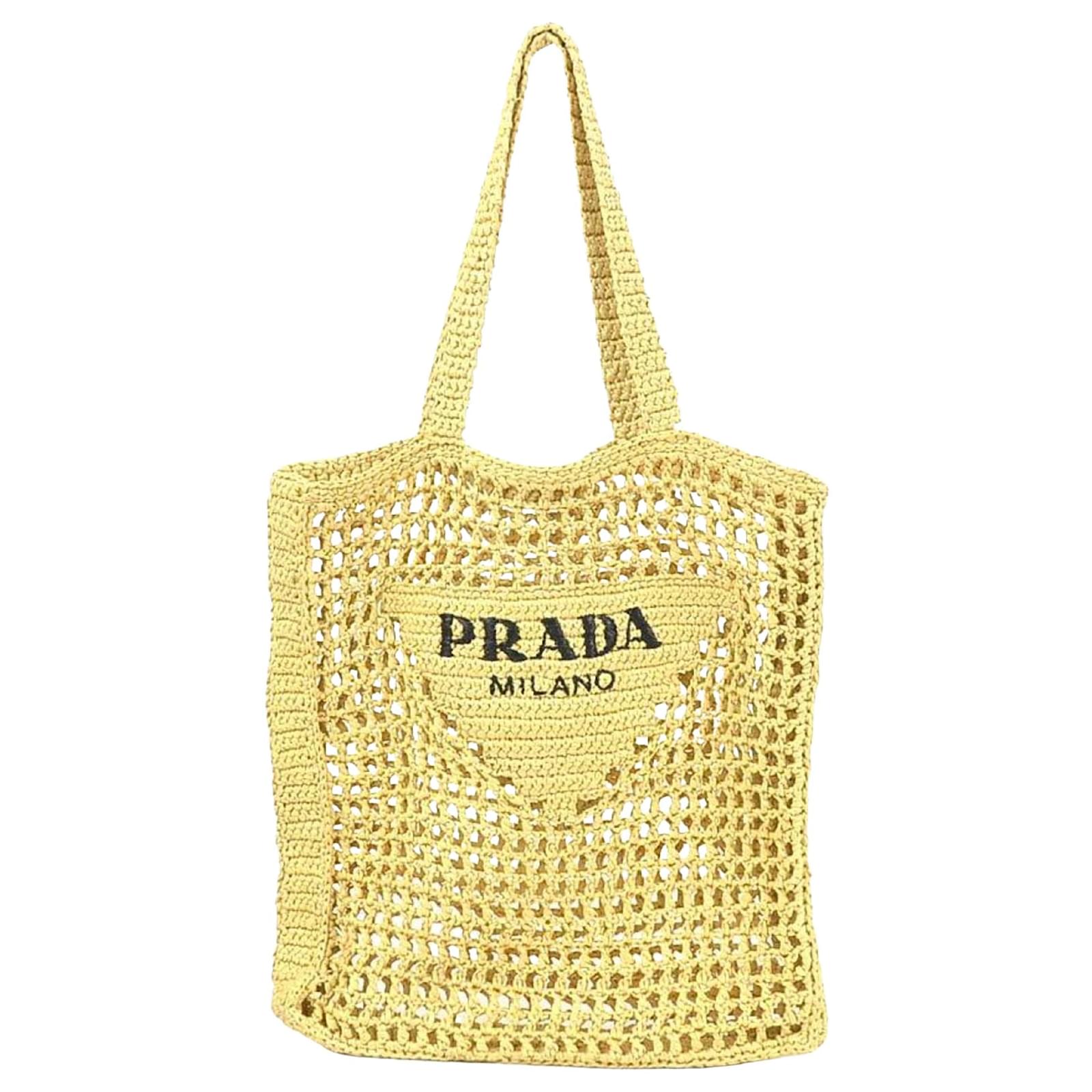 Prada Striped Gardeners Large Tote Bag in Multicolor Raffia ref