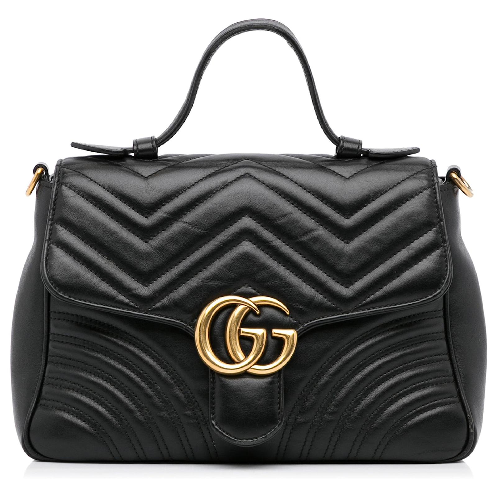 Gucci GG Marmont Top Handle Bag Leather Small Black