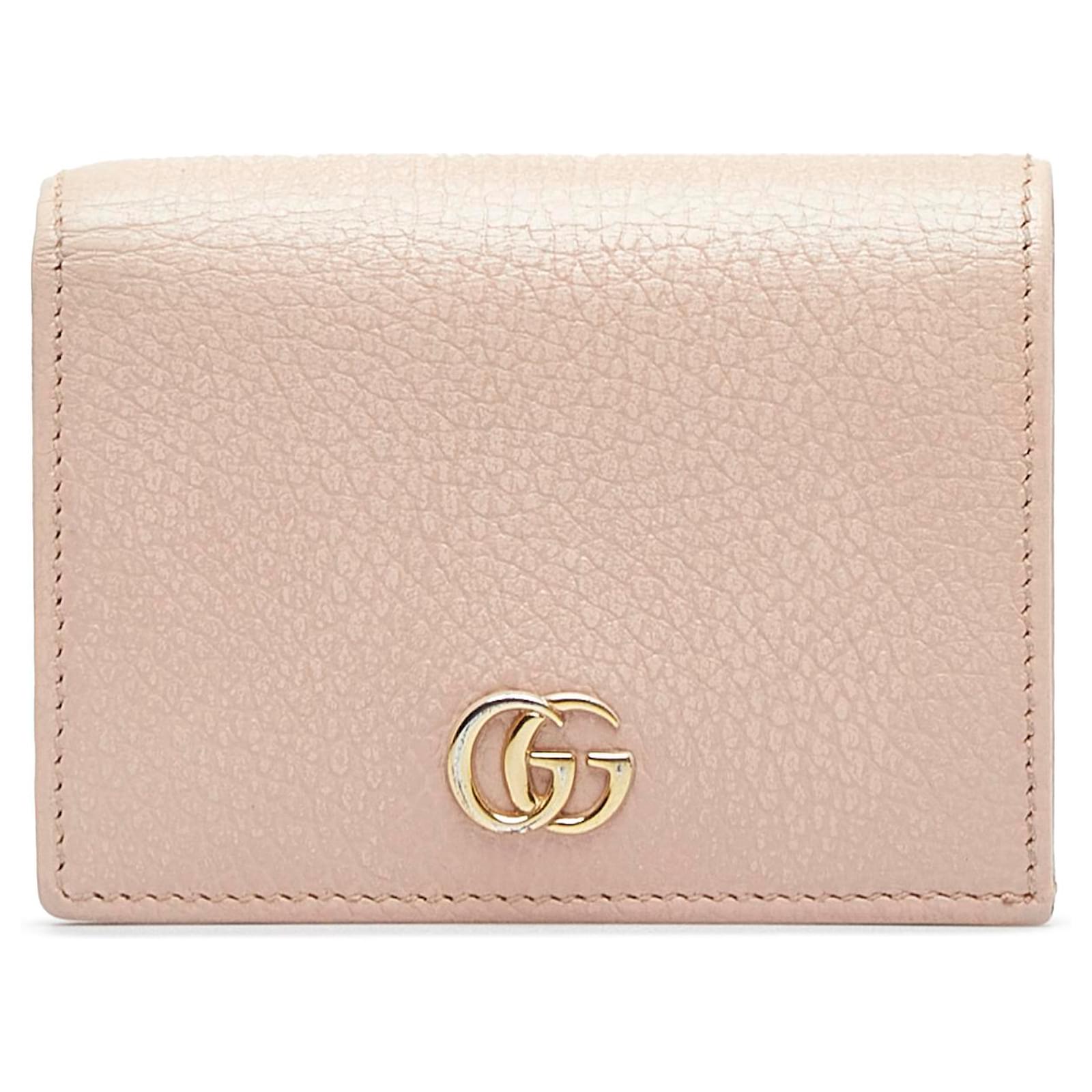 Dusty Pink Leather GG Marmont Card Case Wallet