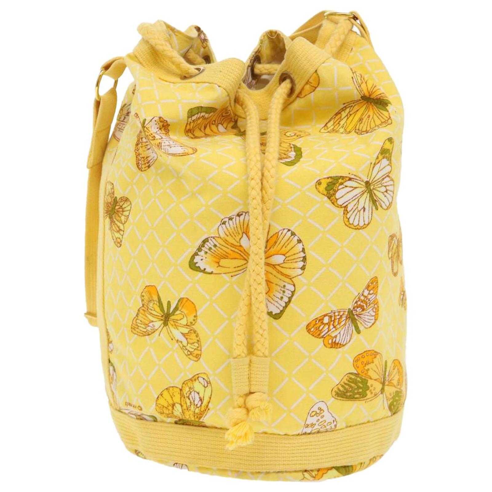 Hermès HERMES Butterfly Pattern Shoulder Bag Canvas Yellow Auth bs6404  Cloth ref.975790 - Joli Closet