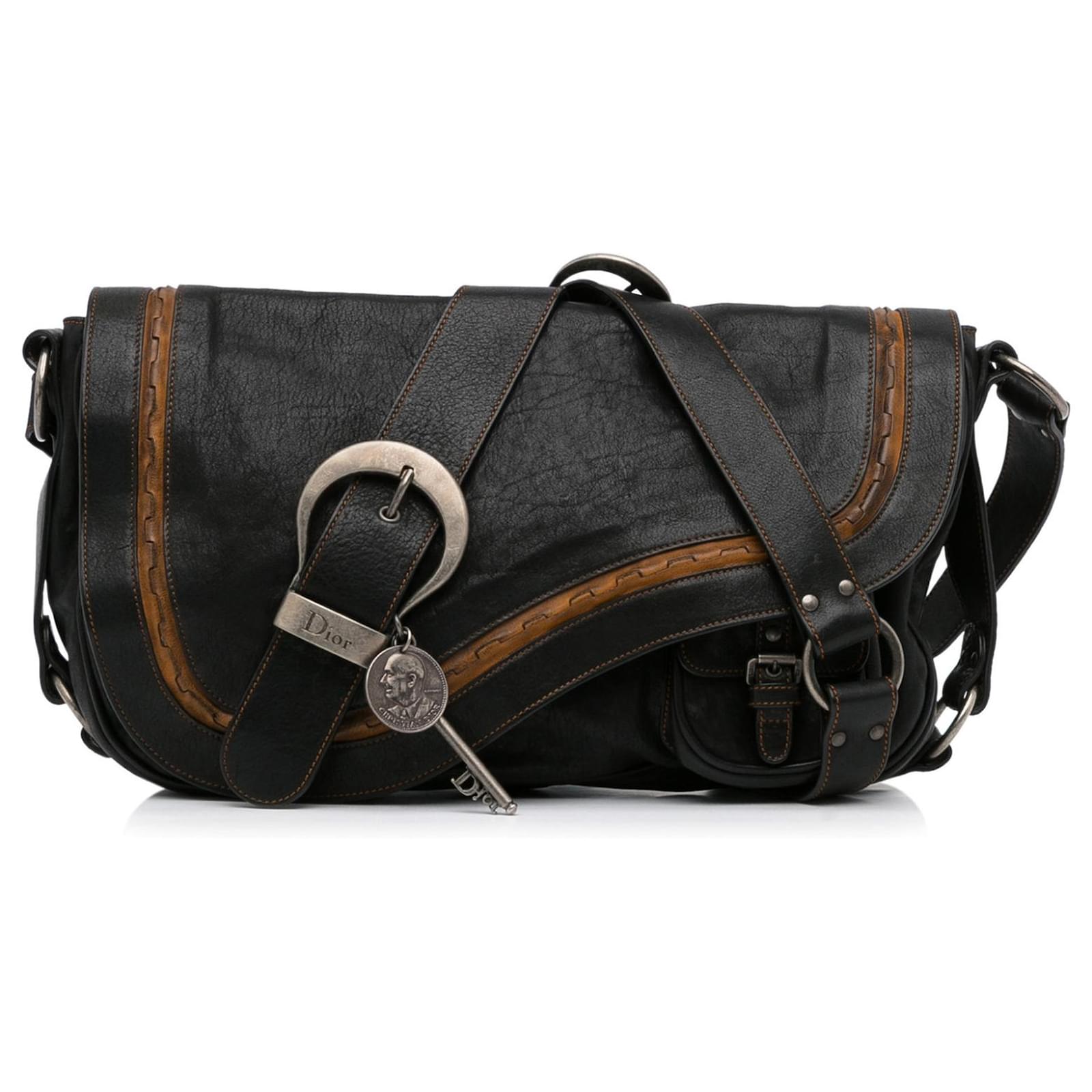 Christian Dior Black Smooth Calfskin Leather Saddle Pouch Crossbody Bag