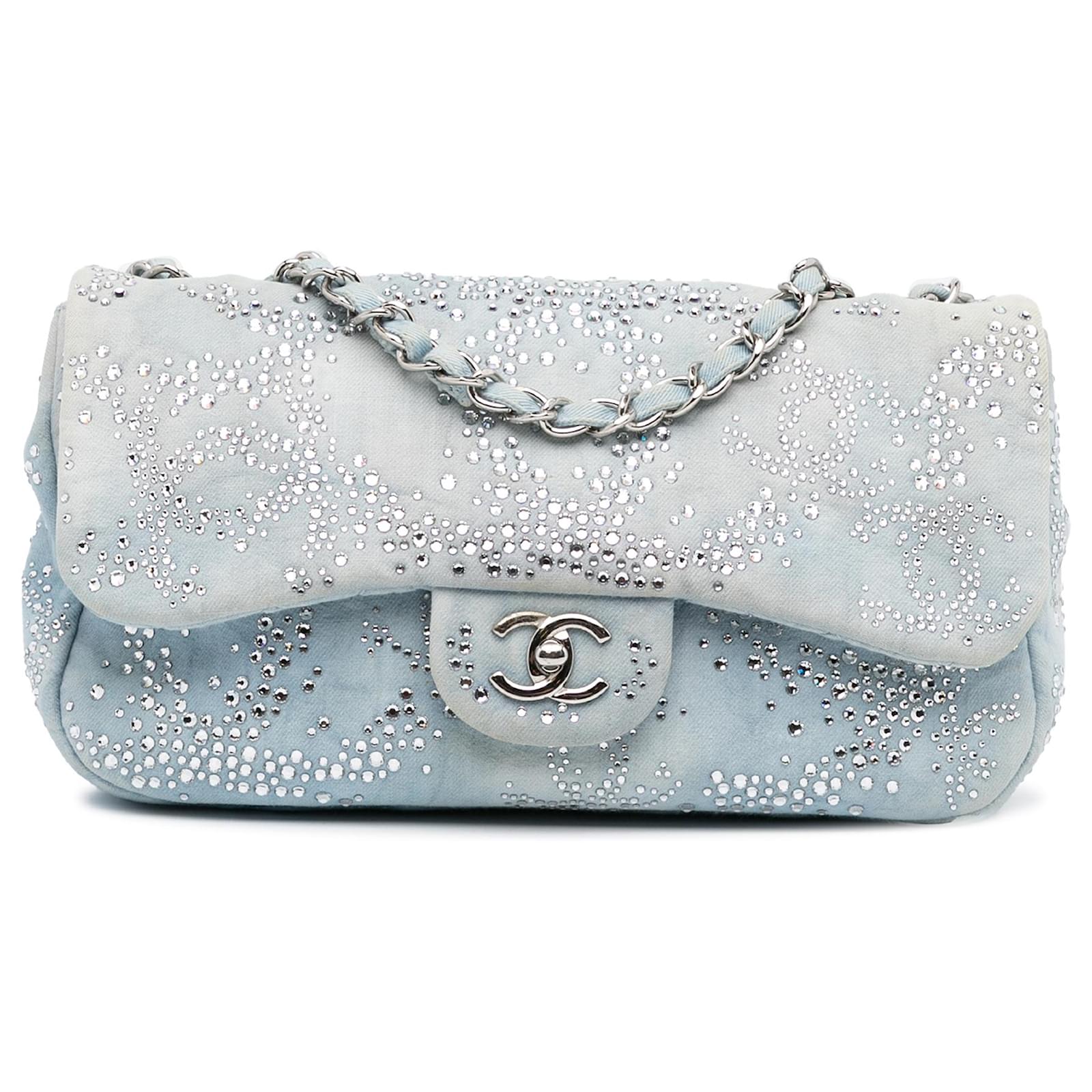 Chanel Blue CC Strass Flap Denim Crossbody Bag Light blue Cloth ref.975984  - Joli Closet