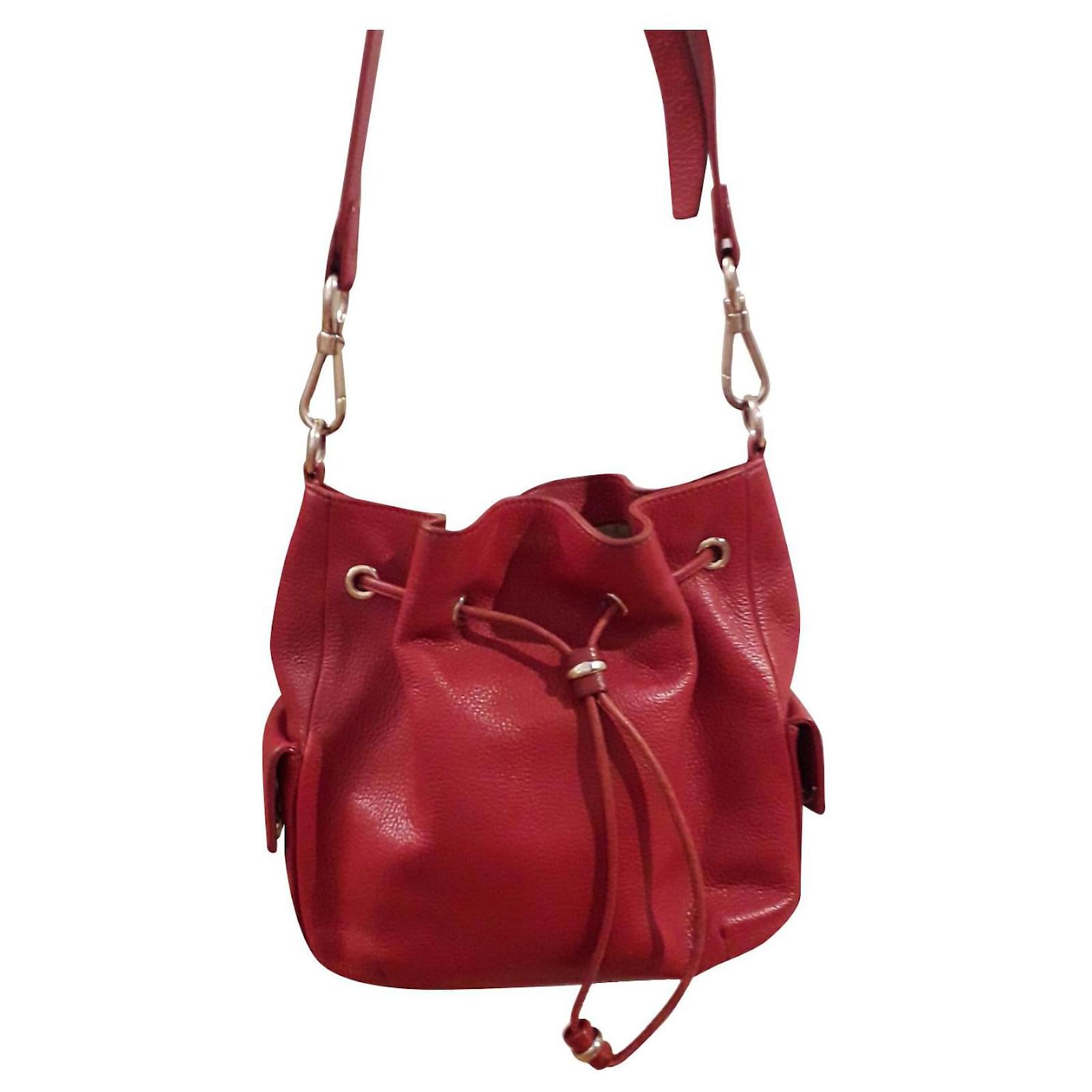 Lancel Albertine bucket bag Red Leather Joli Closet