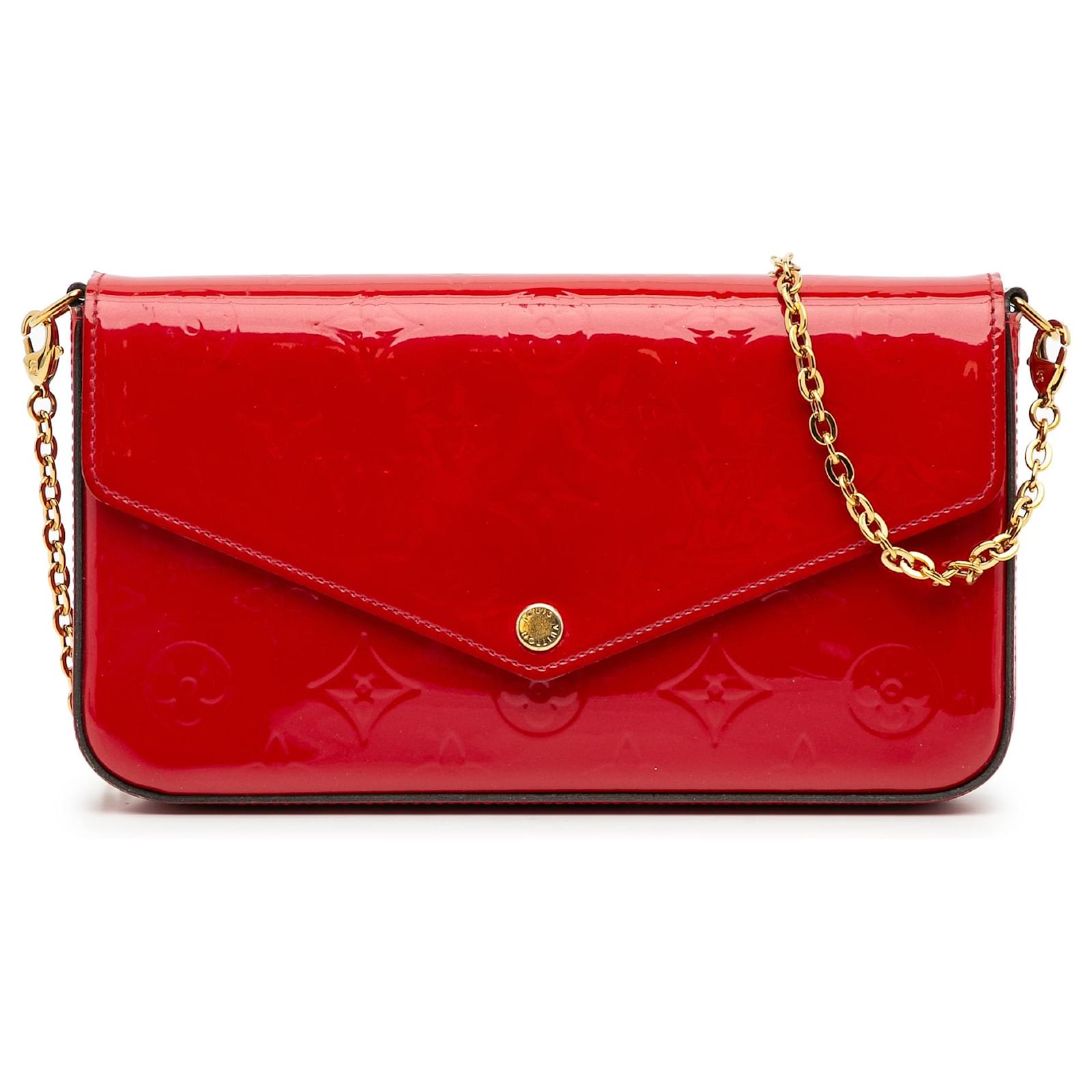Louis Vuitton Red Monogram Vernis Pochette Felicie Leather Patent leather  ref.976351 - Joli Closet