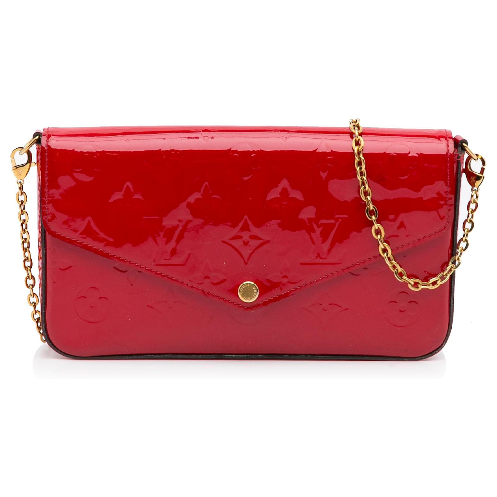 Louis Vuitton Red Monogram Vernis Pochette Felicie Leather Patent leather  ref.976361 - Joli Closet