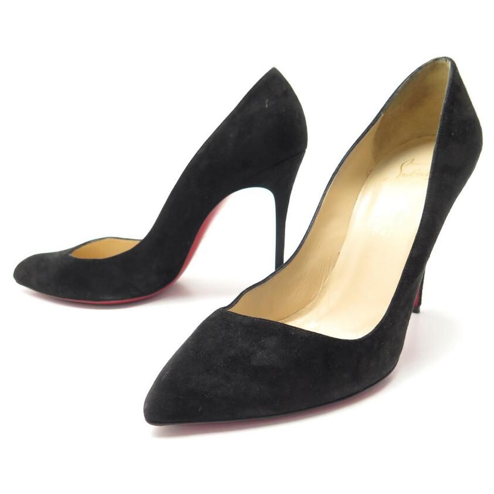 CHRISTIAN LOUBOUTIN Size 8.5 ESCARPIC Black Suede Spike Heels Pumps Shoes  39 Eur | FASHION WISH