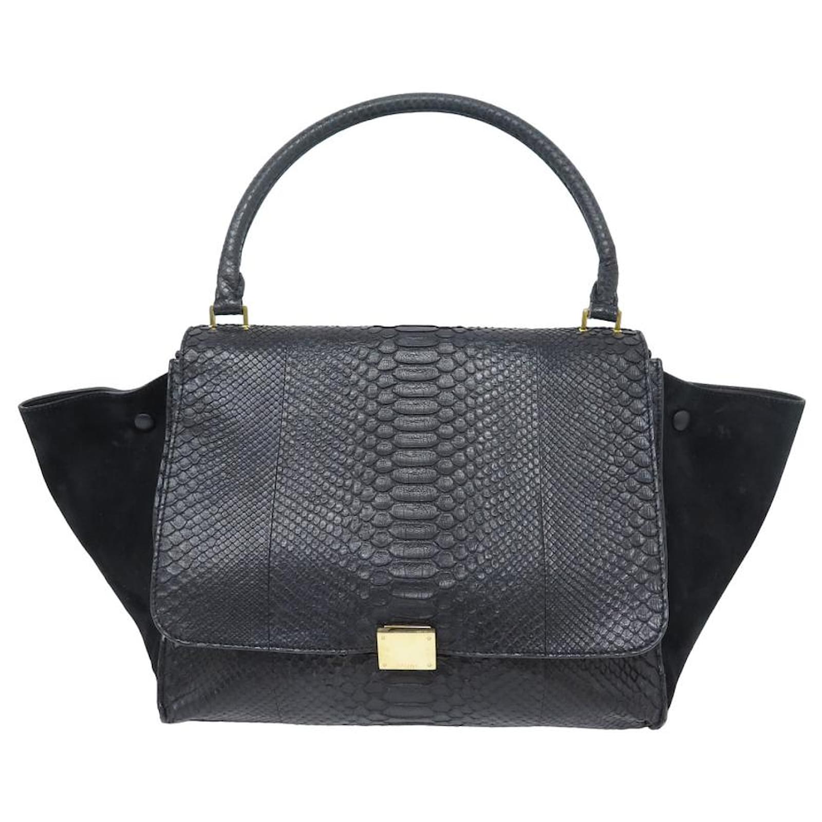 Céline SAC A MAIN CELINE TRAPEZE GM CABAS CUIR PYTHON ET DAIM NOIR