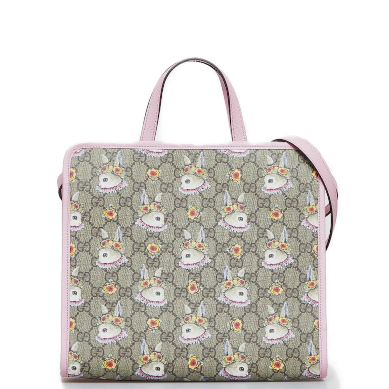 Gucci GG Supreme x Yuko Higuchi Rabbit Canvas Leather Handbag