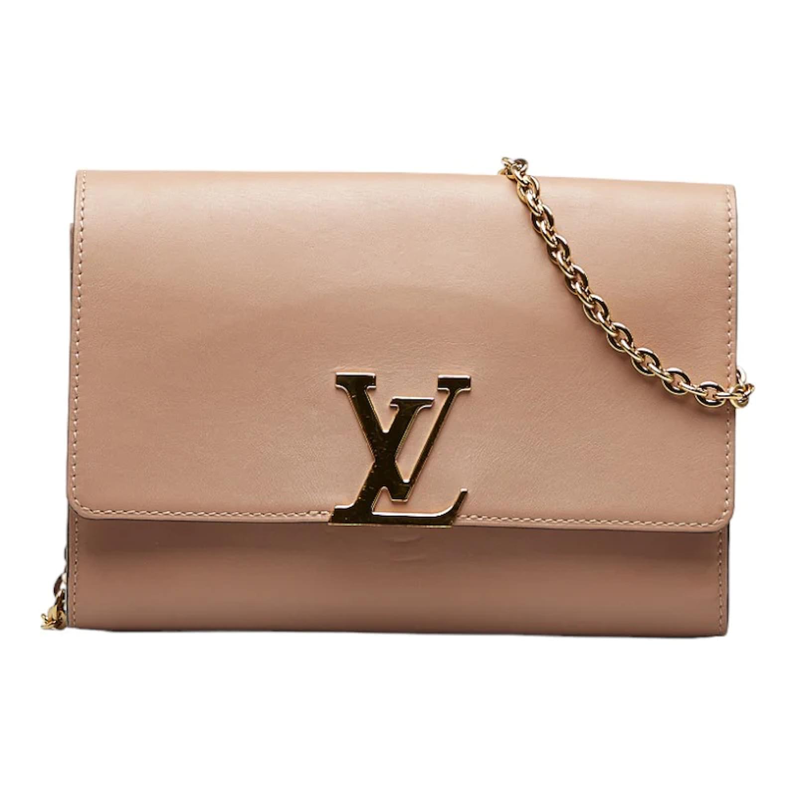 Louis Vuitton Chain Louise GM Leather Shoulder Bag Beige