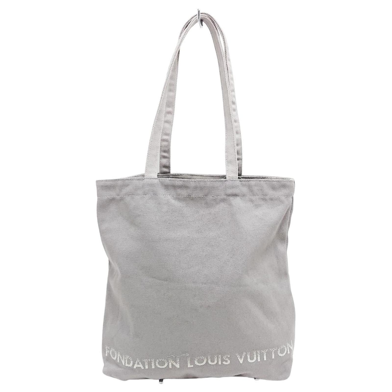 Louis Vuitton Fondation Museum Cotton Tote Bag Gray Rare