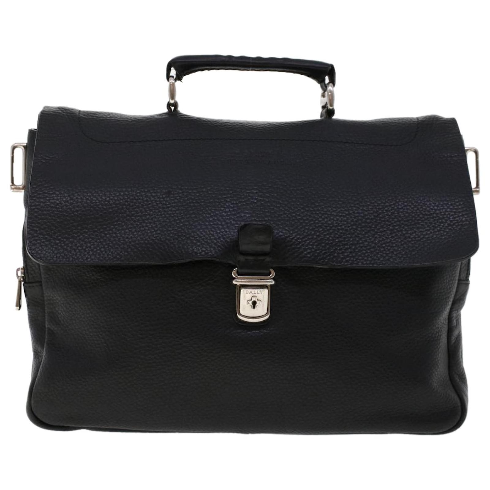 BALLY Black Leather Shoulder Strap Messenger Bag