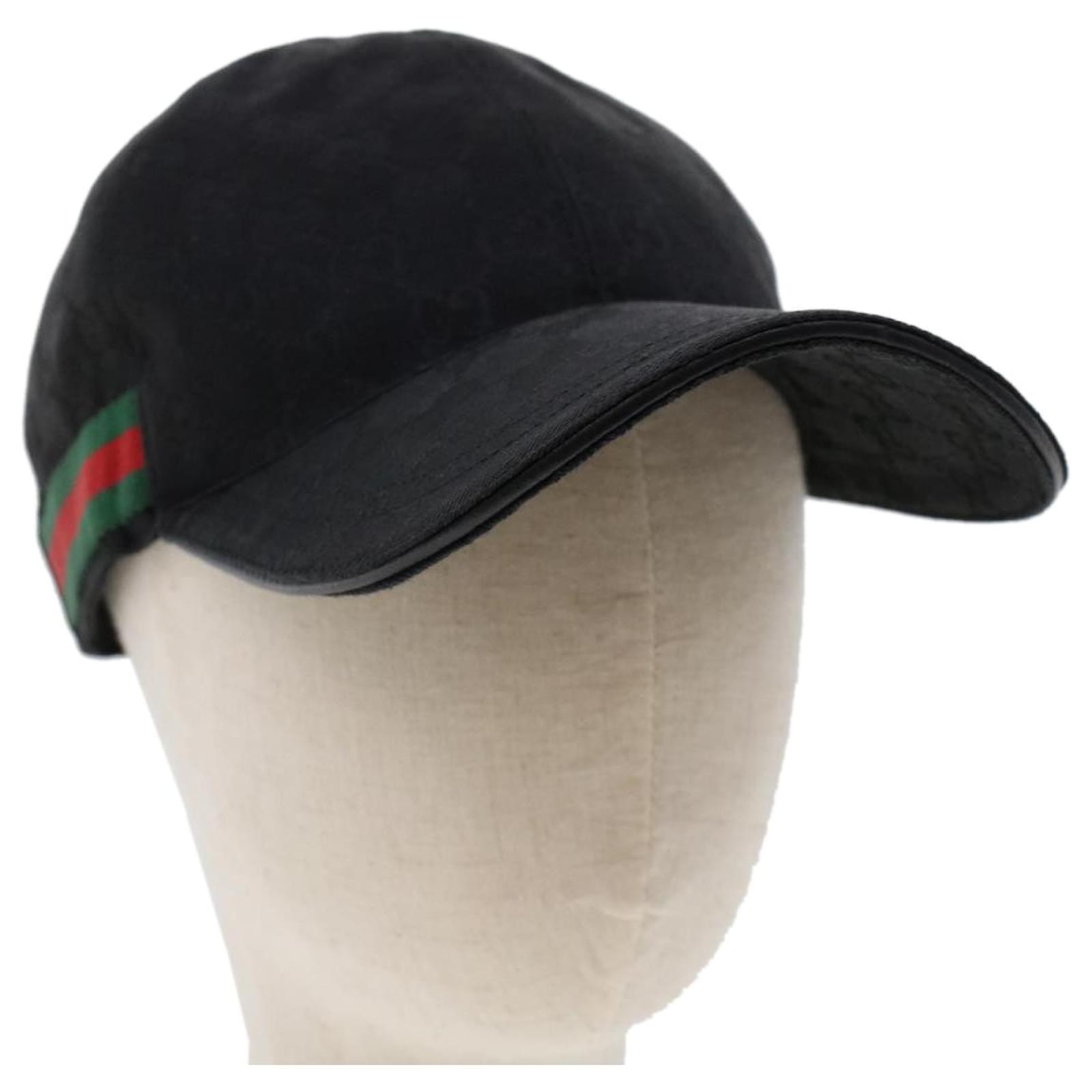 Gucci Original Gucci Canvas Baseball Hat With Web Black Gucci Hat in 2023