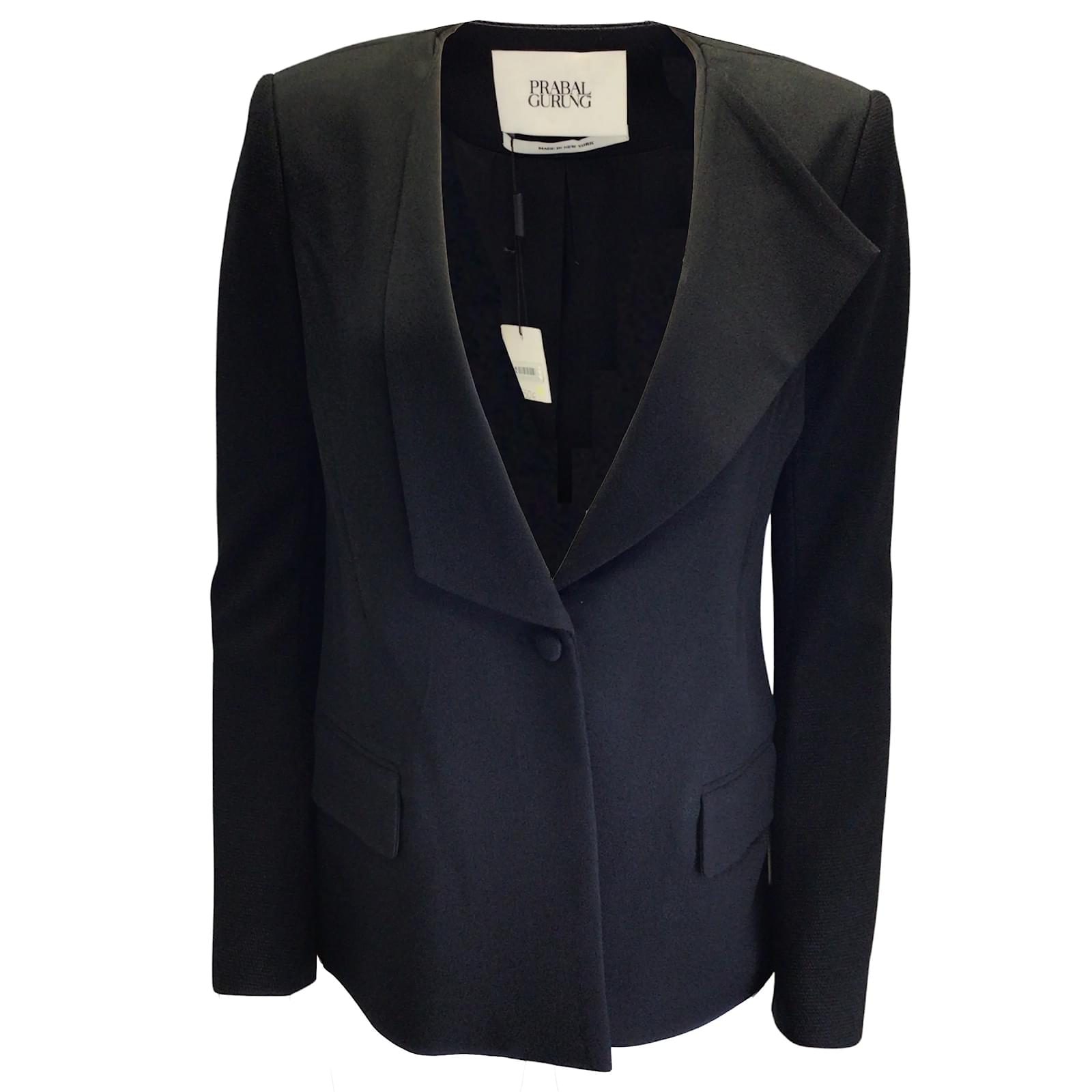 Prabal Gurung Black Silk Lined Crepe Blazer Viscose ref.977634