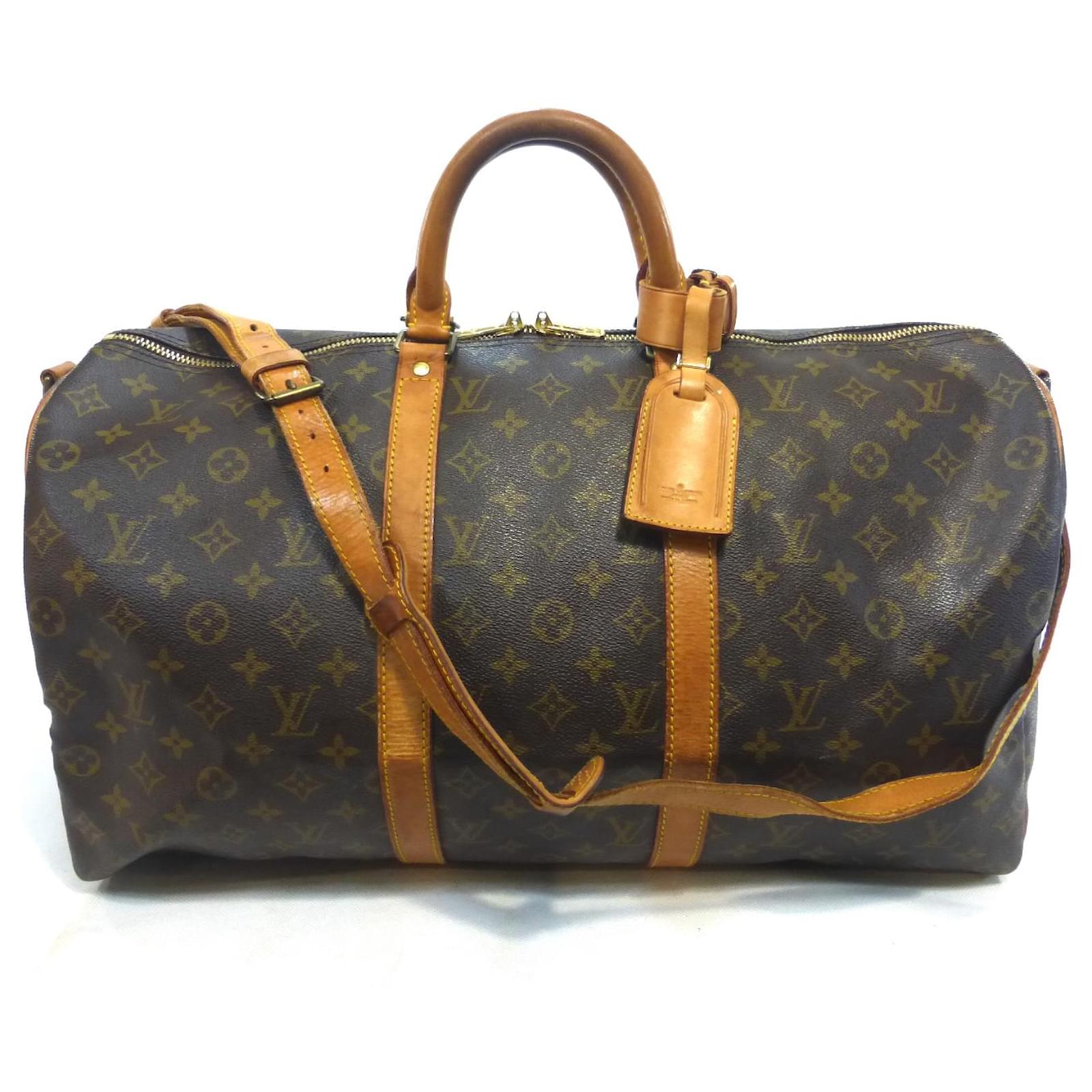 Louis Vuitton keepall 50 Monogram shoulder strap - VI0940 Brown Leather  ref.977844 - Joli Closet