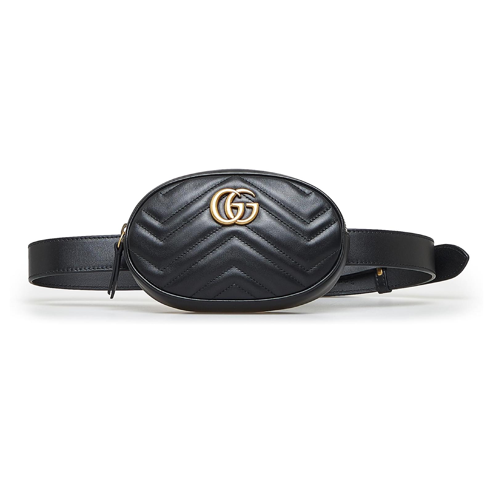 Gucci Black Gg Marmont Matelasse Belt Bag Leather Pony-style