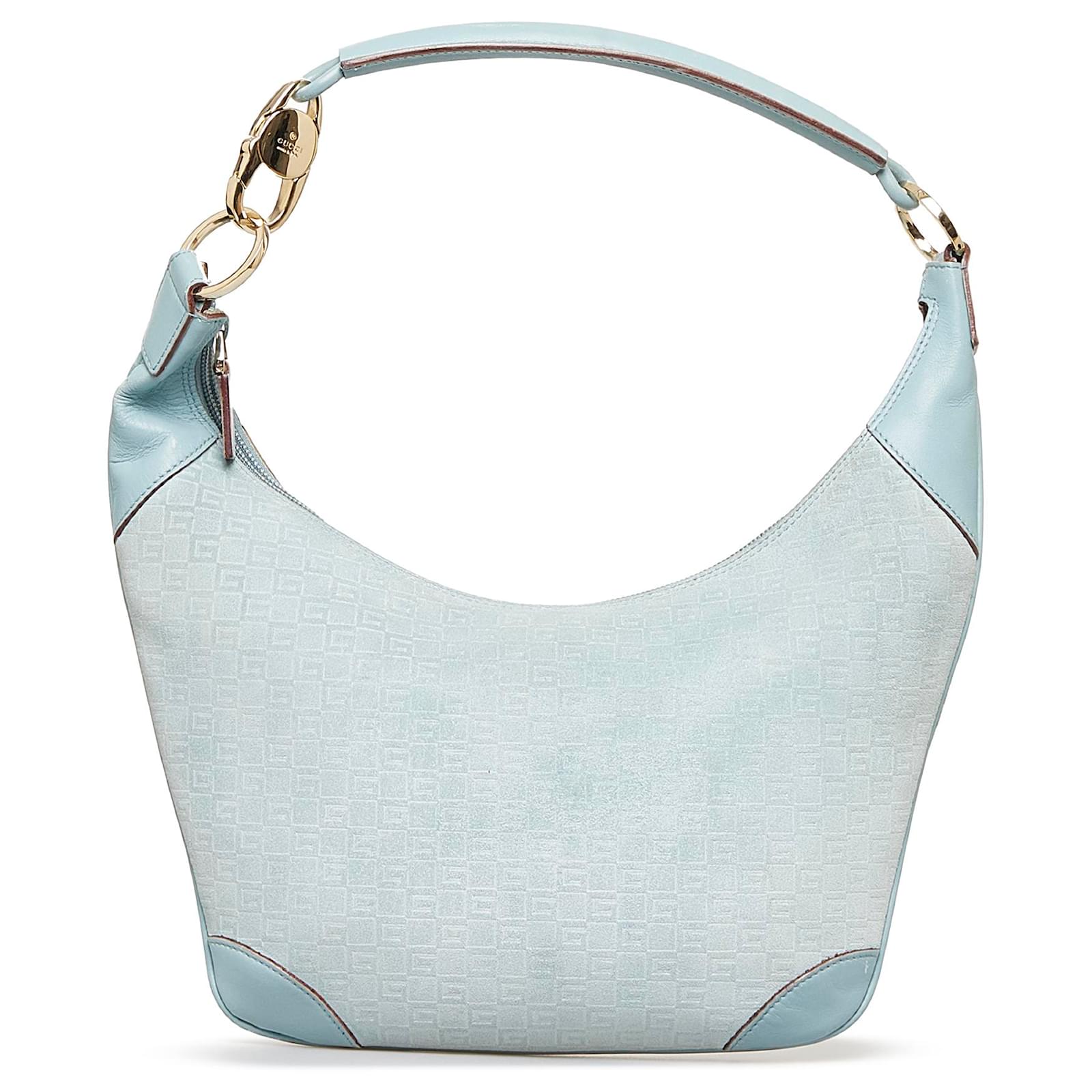 Gucci Blue Suede Square G Shoulder Bag Light blue Leather ref