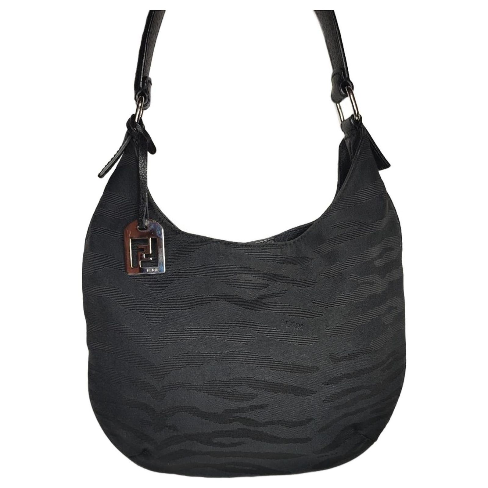 Fendi Black zebra Oyster bag Cloth ref.JC979507 (Sold) - Joli Closet