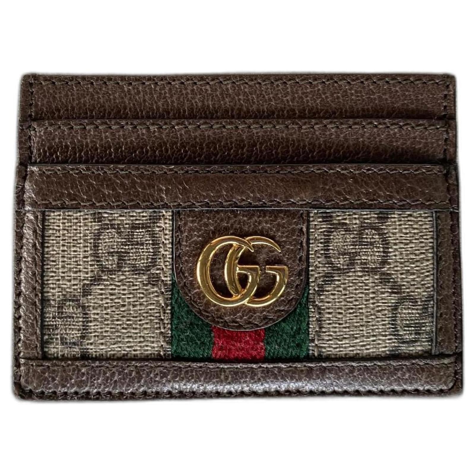 Card case with GG detail in beige and ebony Supreme