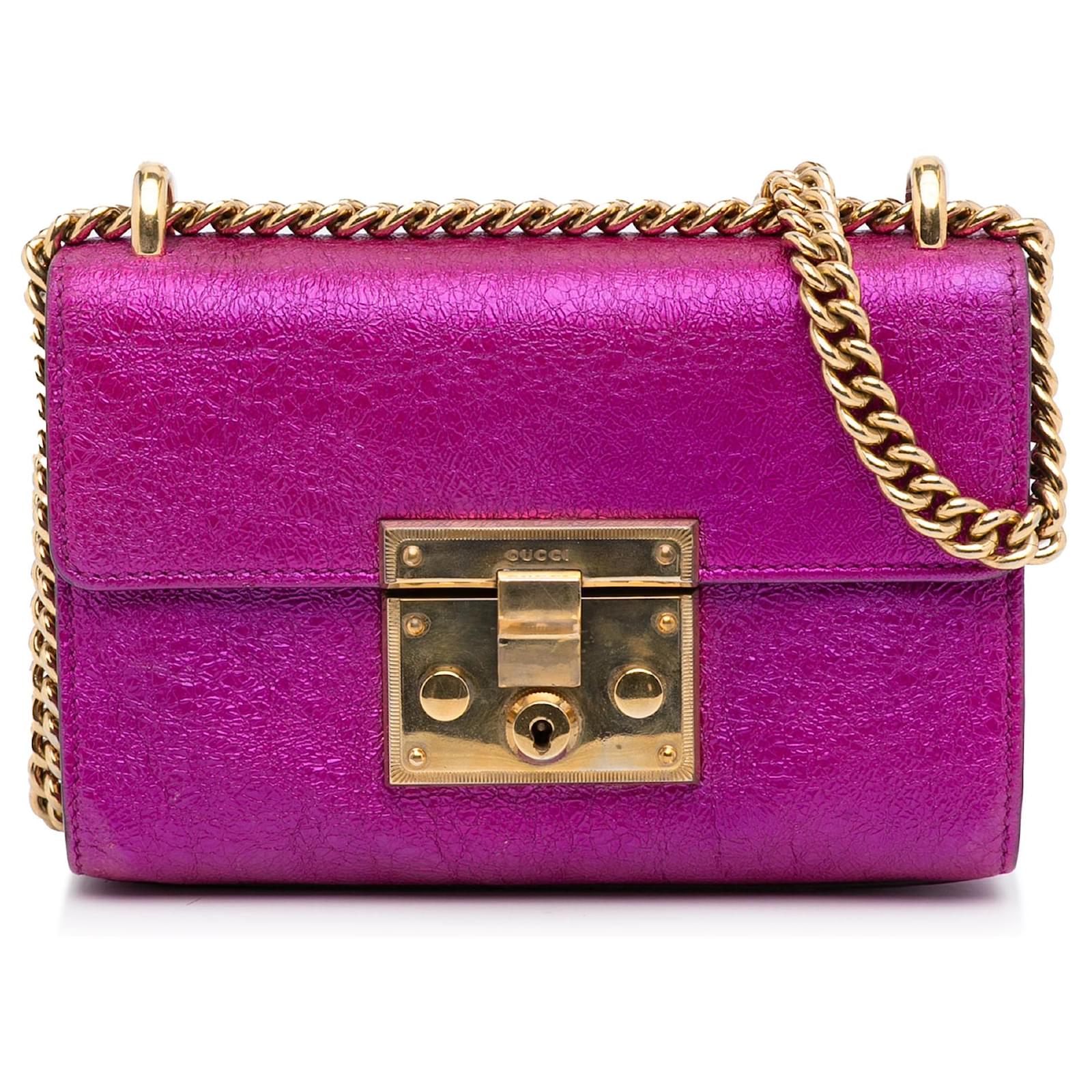 Small leather bag in METALLIC pink. Cross body, shoulder bag or