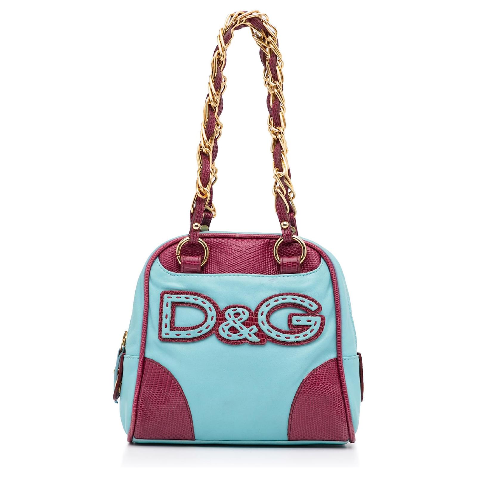 Dolce & Gabbana Dolce&Gabbana Blue Logo Handbag Turquoise Leather