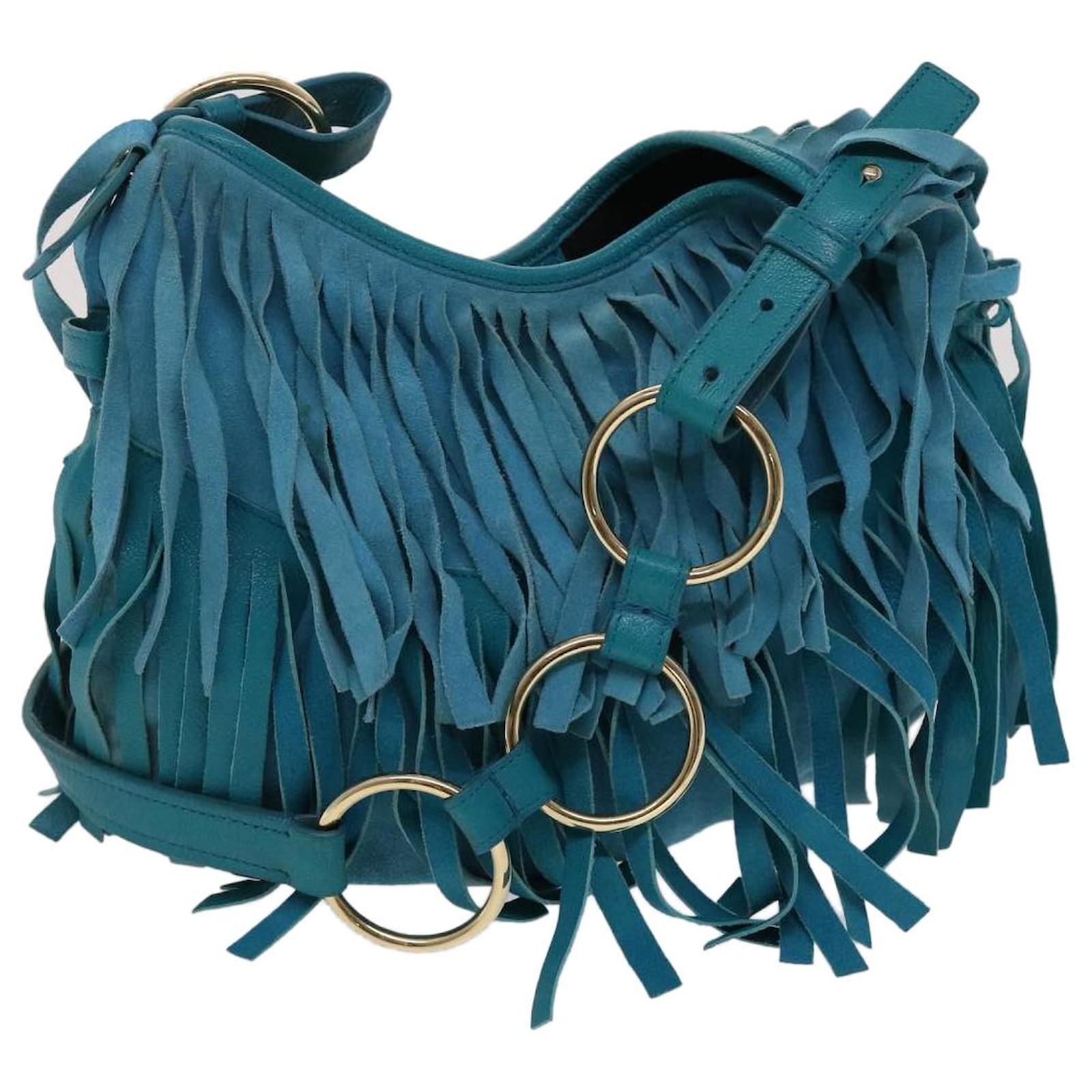 Yves Saint Laurent Suede Fringe Shoulder Bag - Black