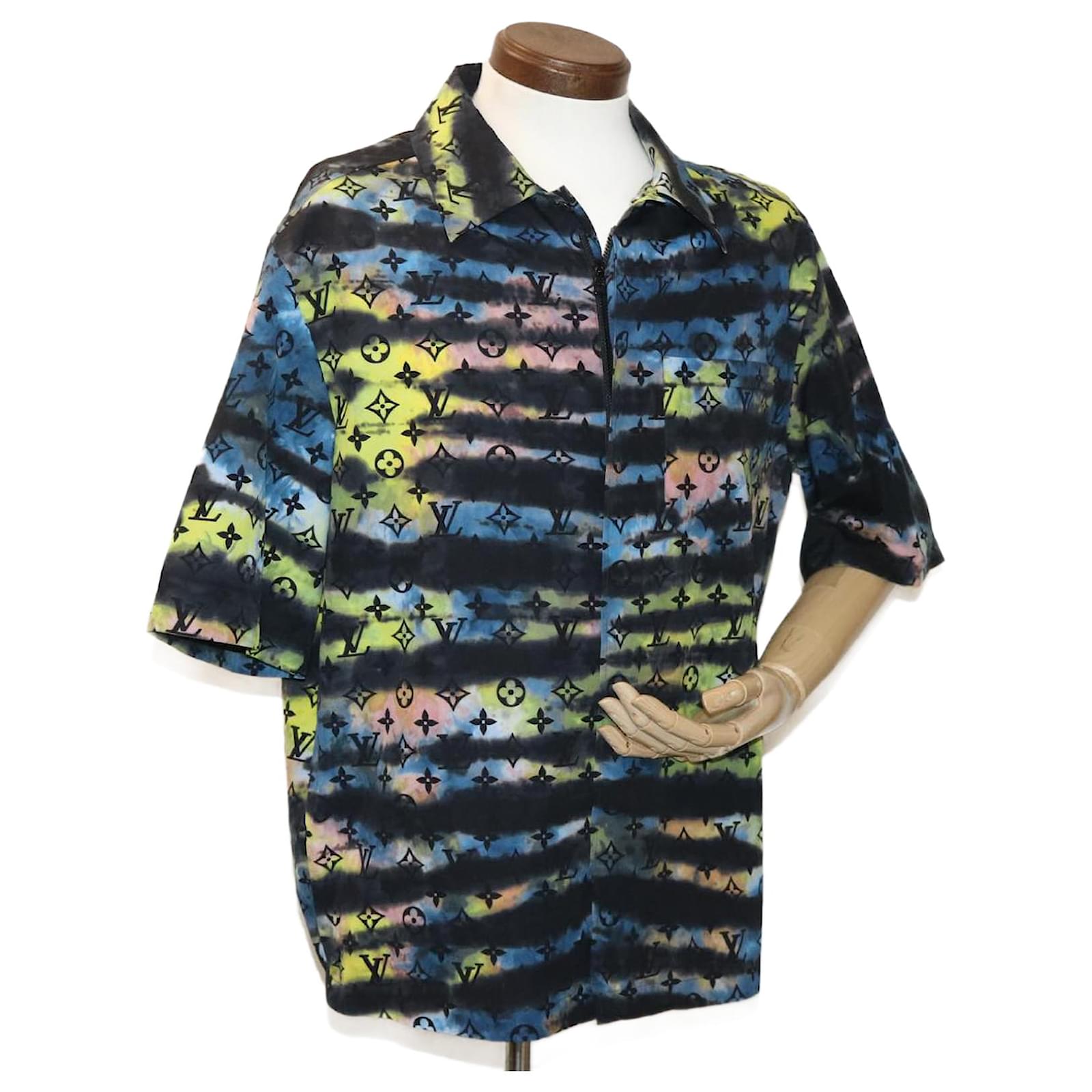 LOUIS VUITTON Monogram Virgil Abloh Tie Dye Shirt Cotton S RM2129 LV Auth  ak196 Black Blue ref.980228 - Joli Closet